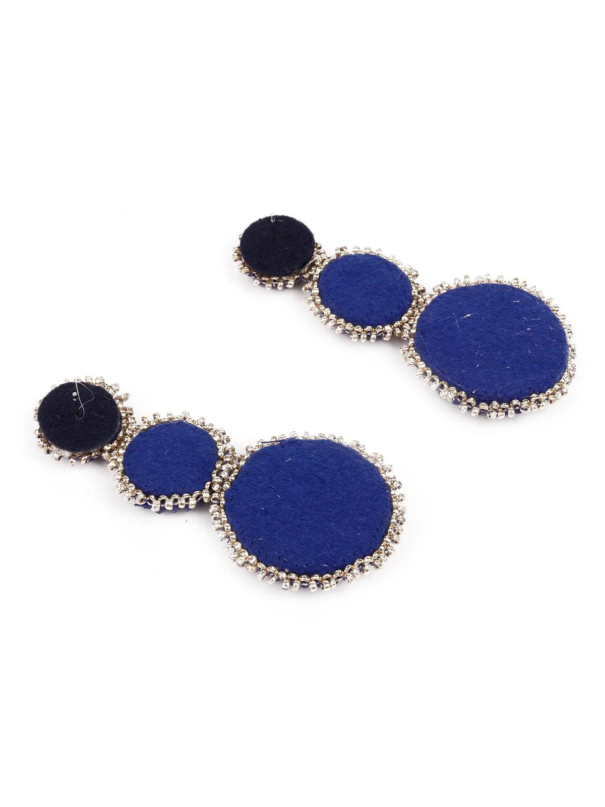 Odette Women Navy Blue Triple Rounded Statement Earrings - Image 6