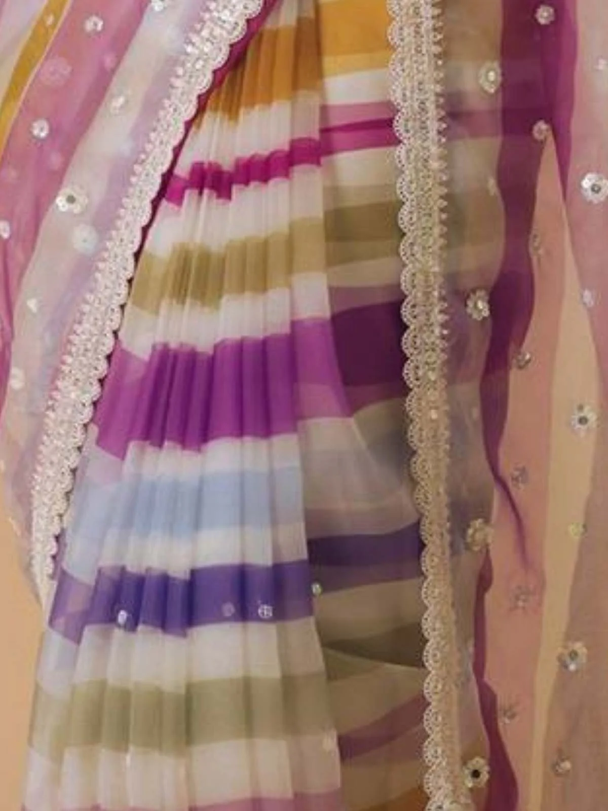 Odette Multicolor Printed Georgette Saree with Unstitched Blouse for Women - Image 3