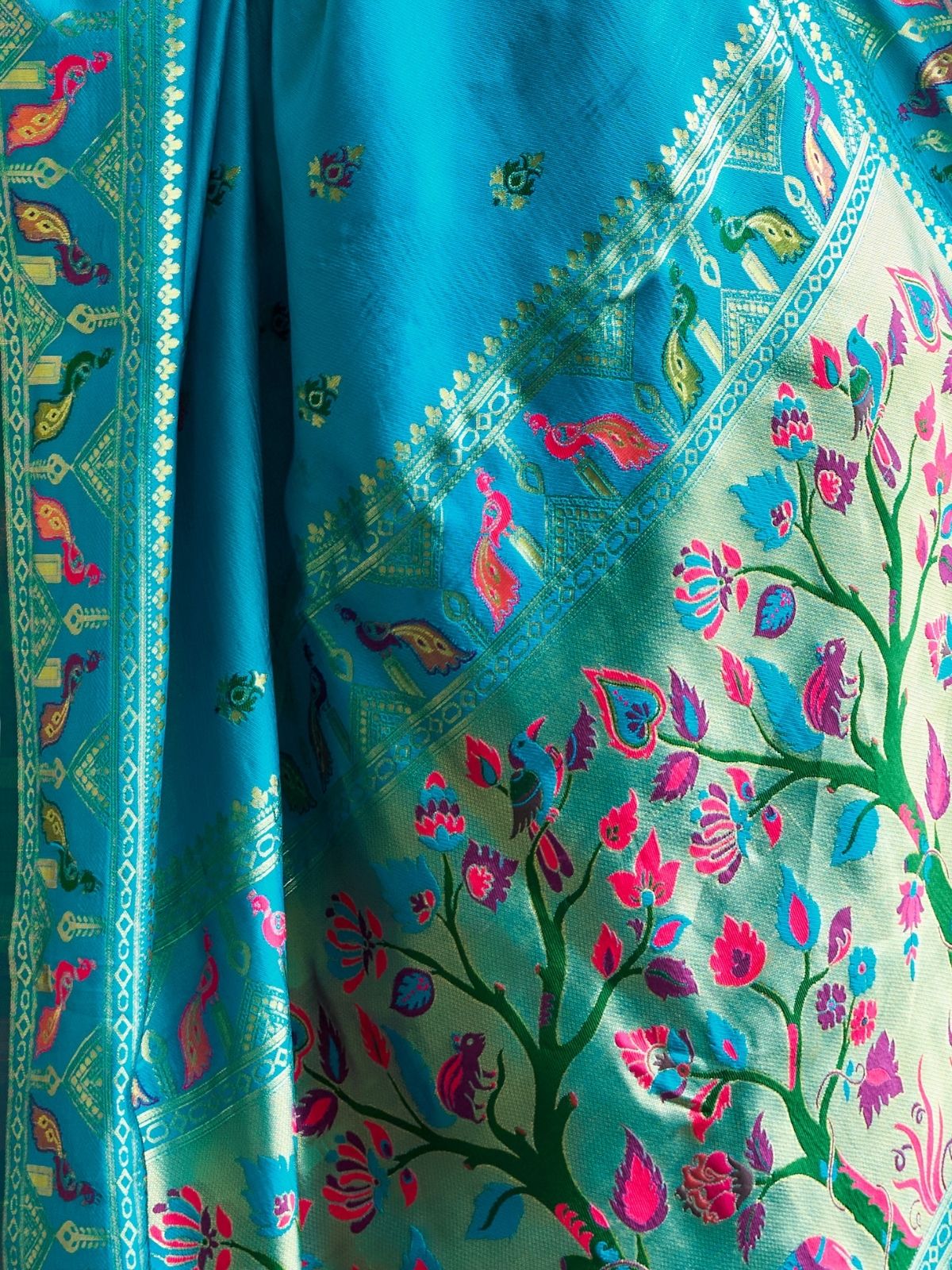 Odette Aqua Blue Silk Woven Paithani Saree For Women - Image 5