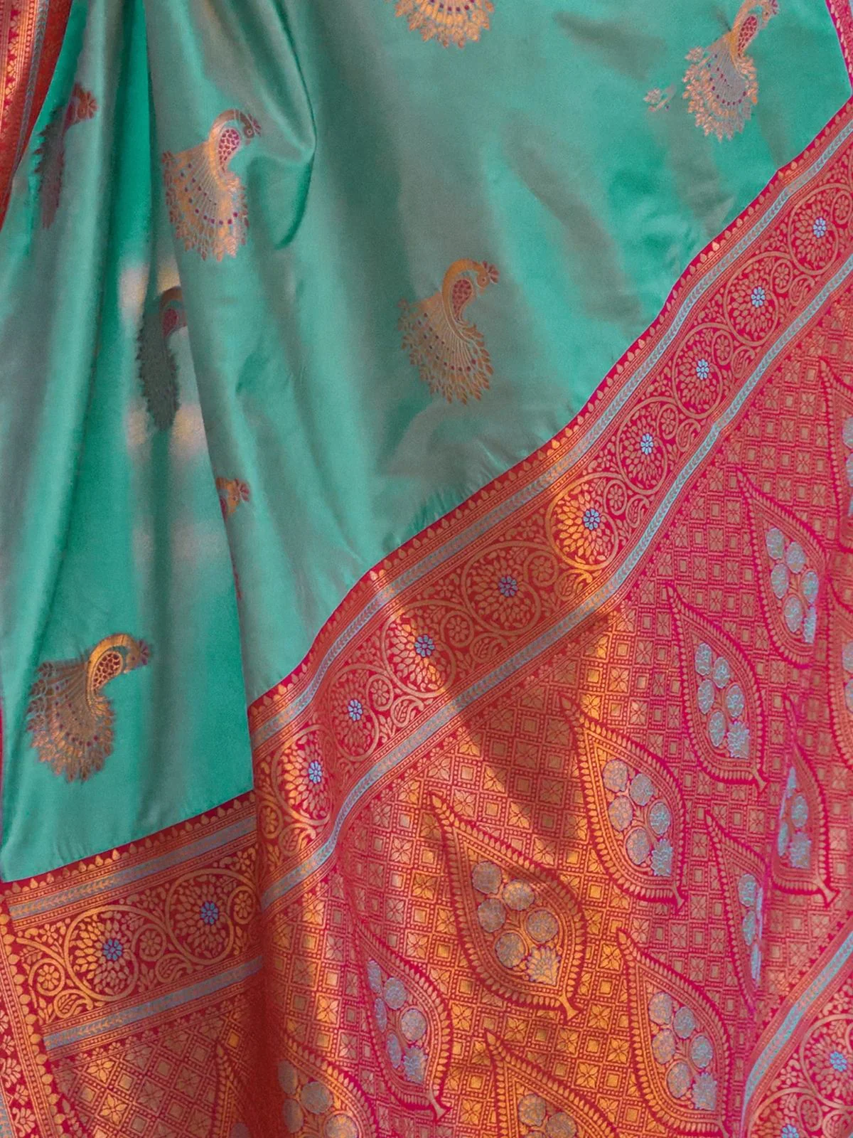 Odette Aqua Blue Silk Zari Woven Saree For Women - Image 7