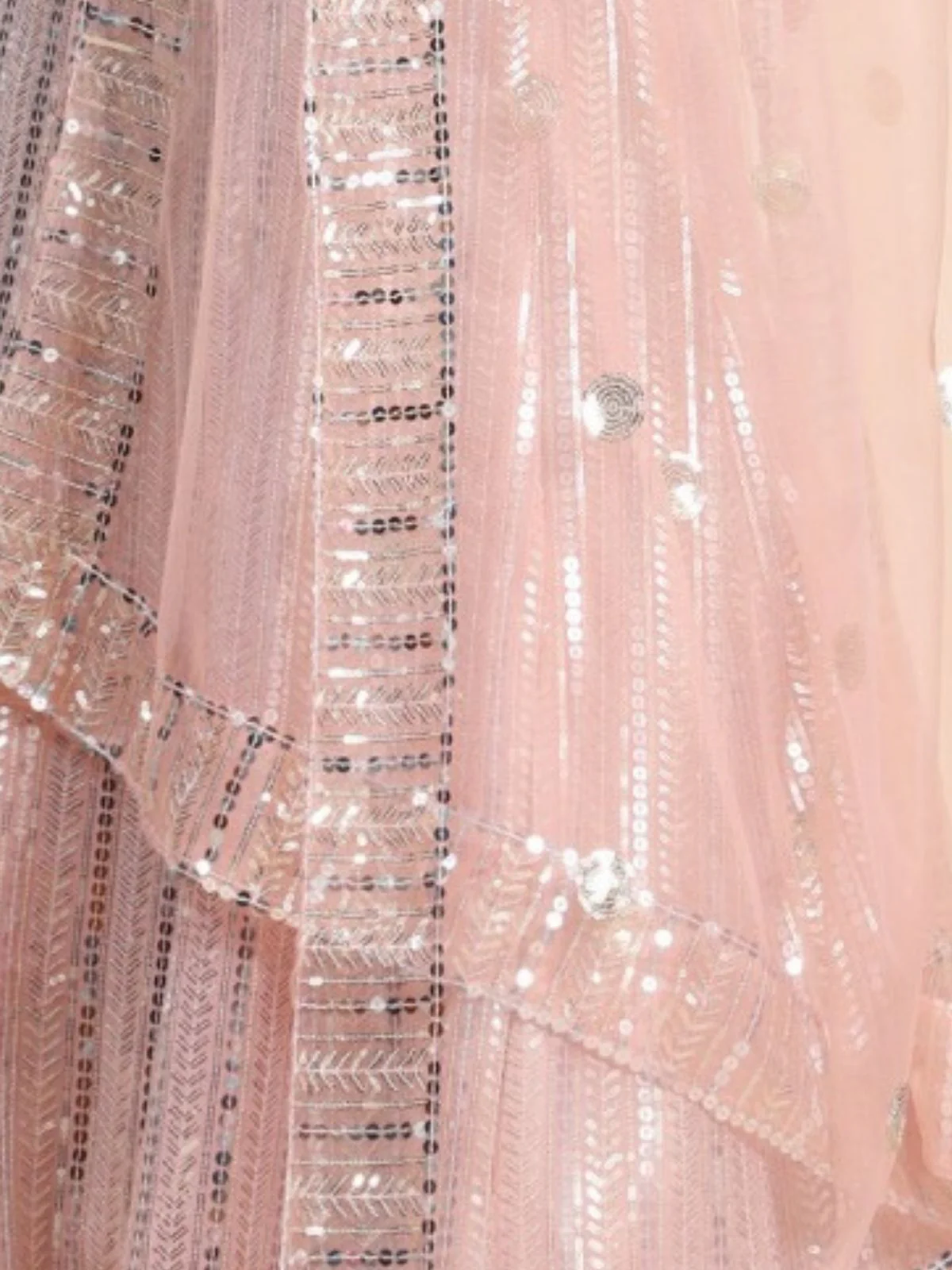Odette Baby Pink Georgette Embellished Semi-Stitched Lehenga For Women - Image 4