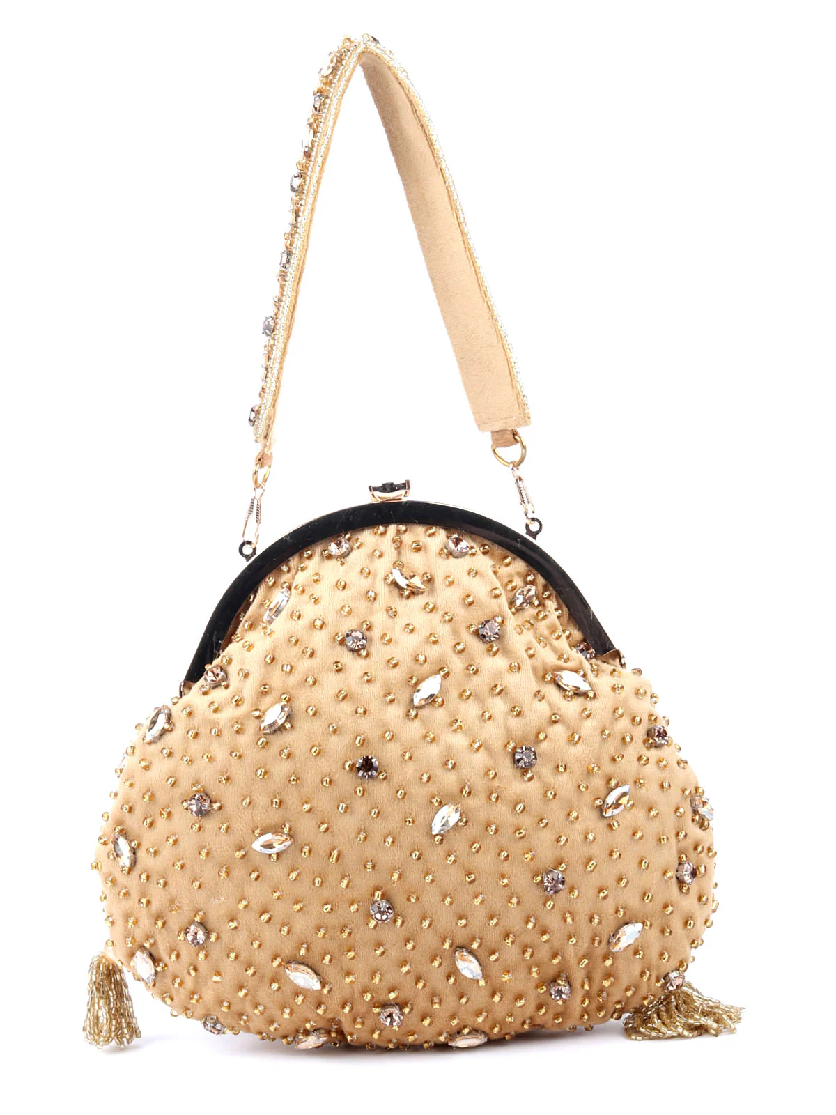 Odette Beige Bridal Batuwa With Tassels For Women - Image 5
