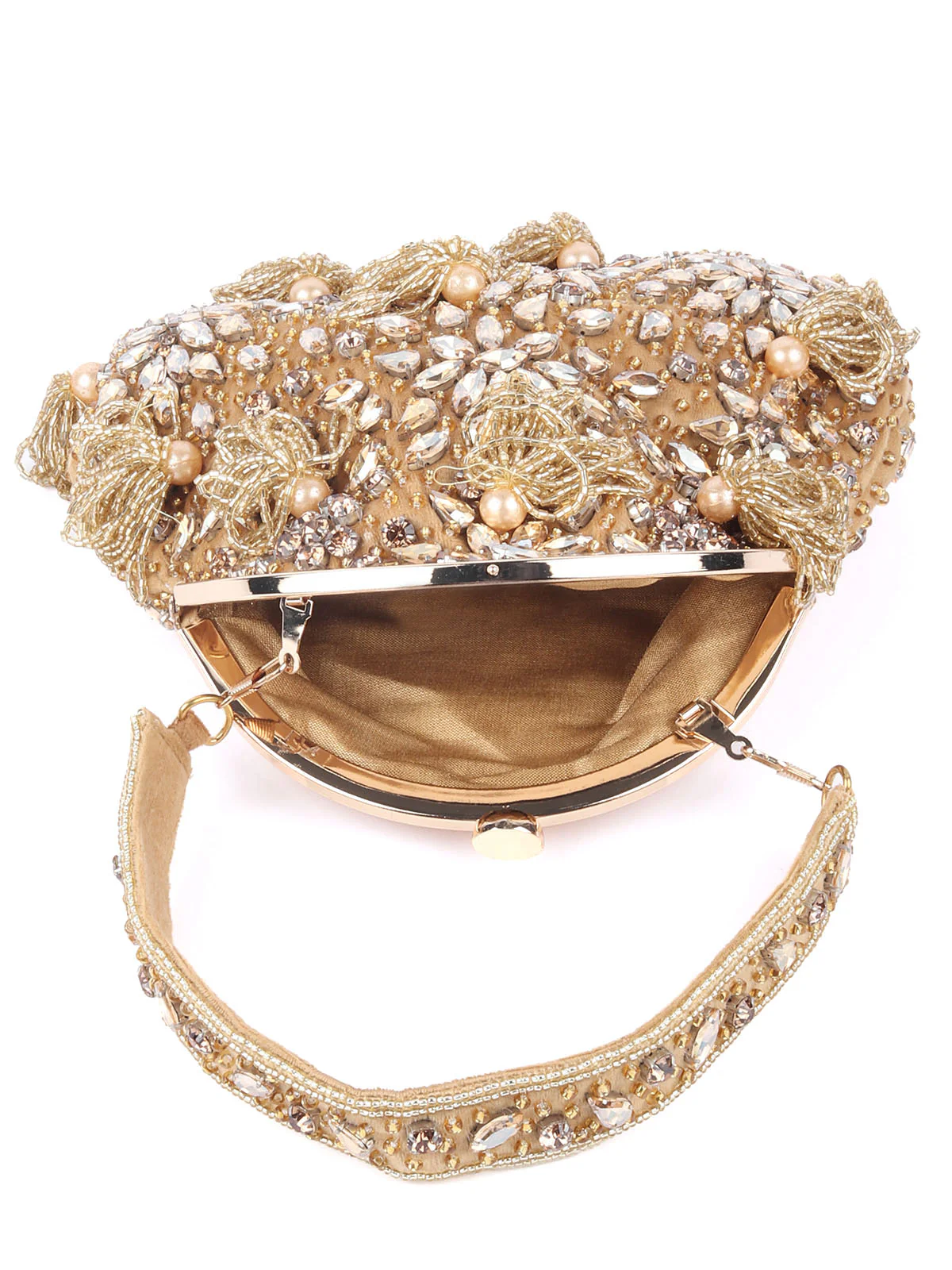 Odette Beige Bridal Batuwa With Tassels For Women - Image 6