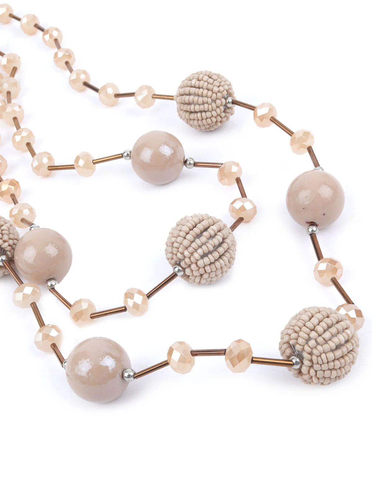 Odette Beige & Brown Alloy Embellished Neckpiece For Women - Image 4