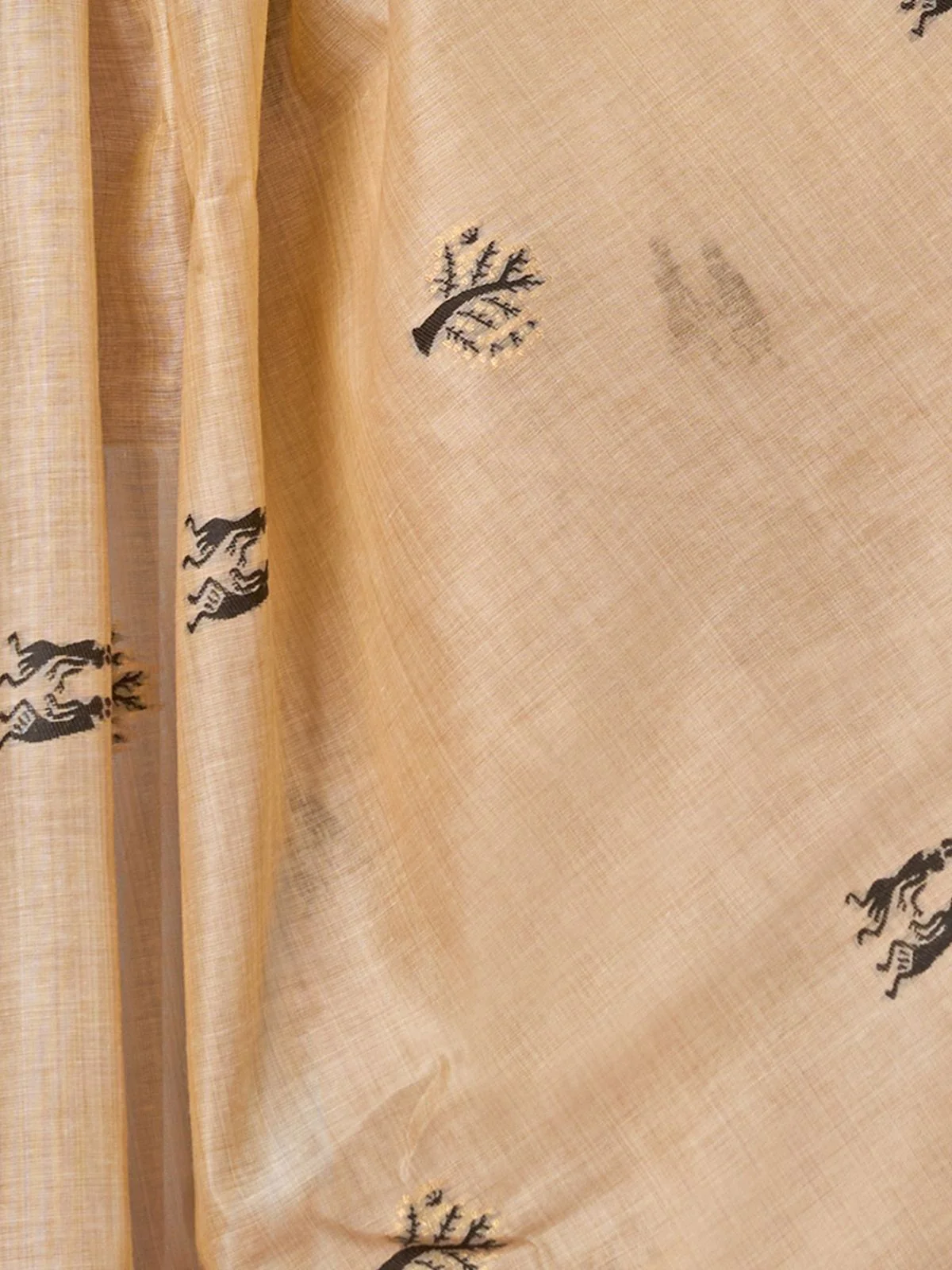 Odette Beige Cotton Blend Printed Saree For Women - Image 6
