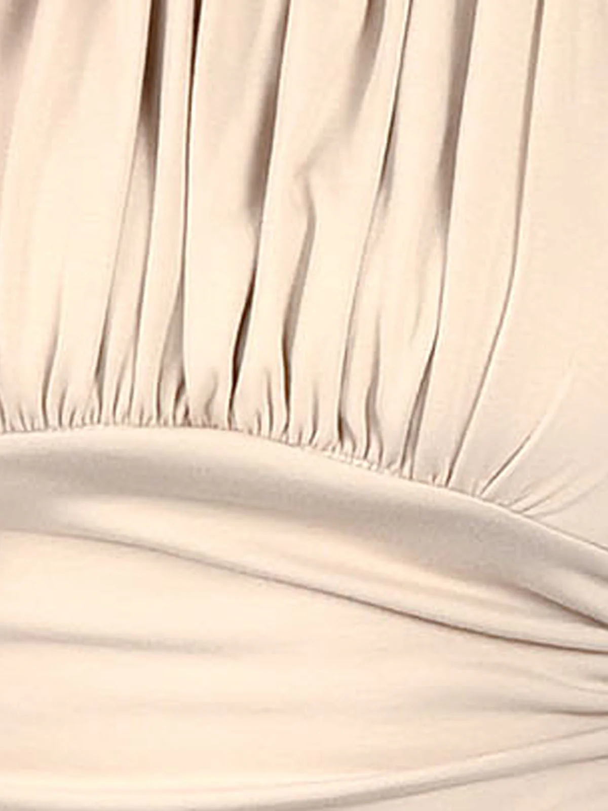 Odette Beige Cotton Jersey Gathered Top For Women - Image 5