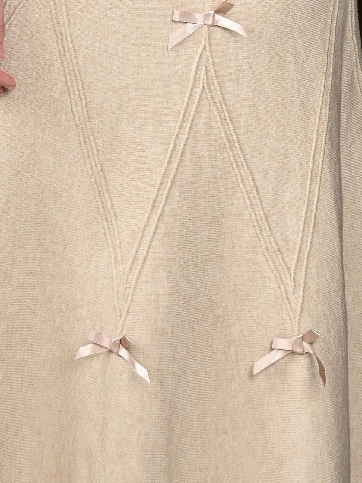 Odette Beige Cotton Jersey Long Skirt For Women - Image 5