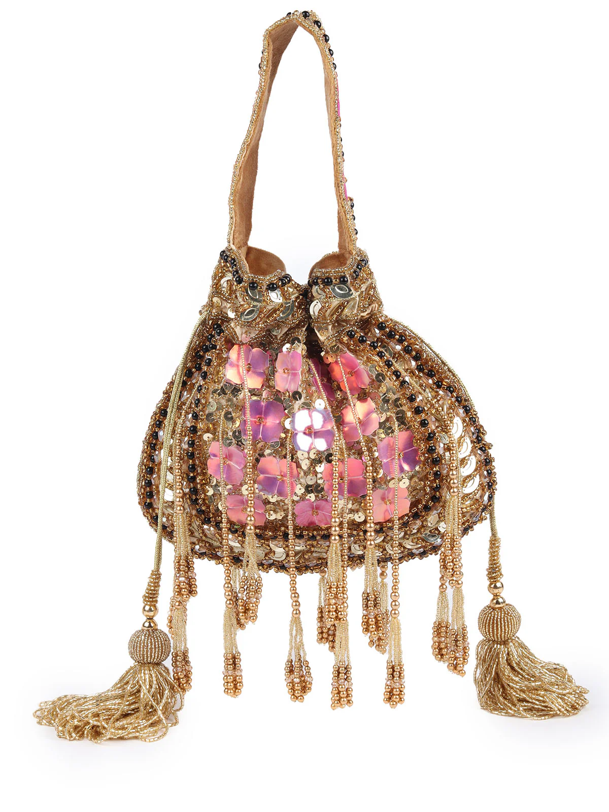Odette Beige Embellished Potli Bag For Women - Image 5