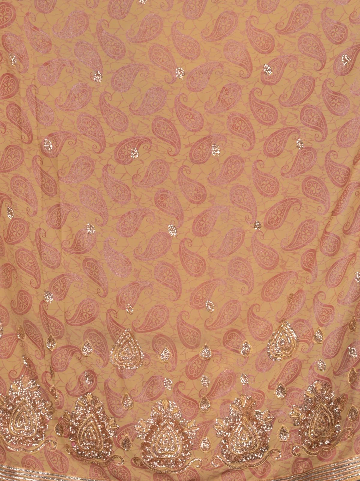 Odette Beige Embroidered Georgette Saree Without Blouse For Women - Image 5