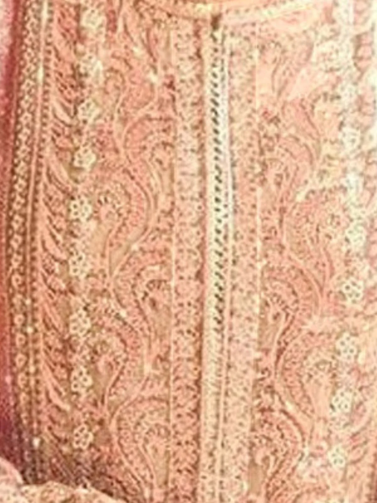 Odette Beige Georgette Embroidered Semi-Stitched Kurta Set For Women - Image 3
