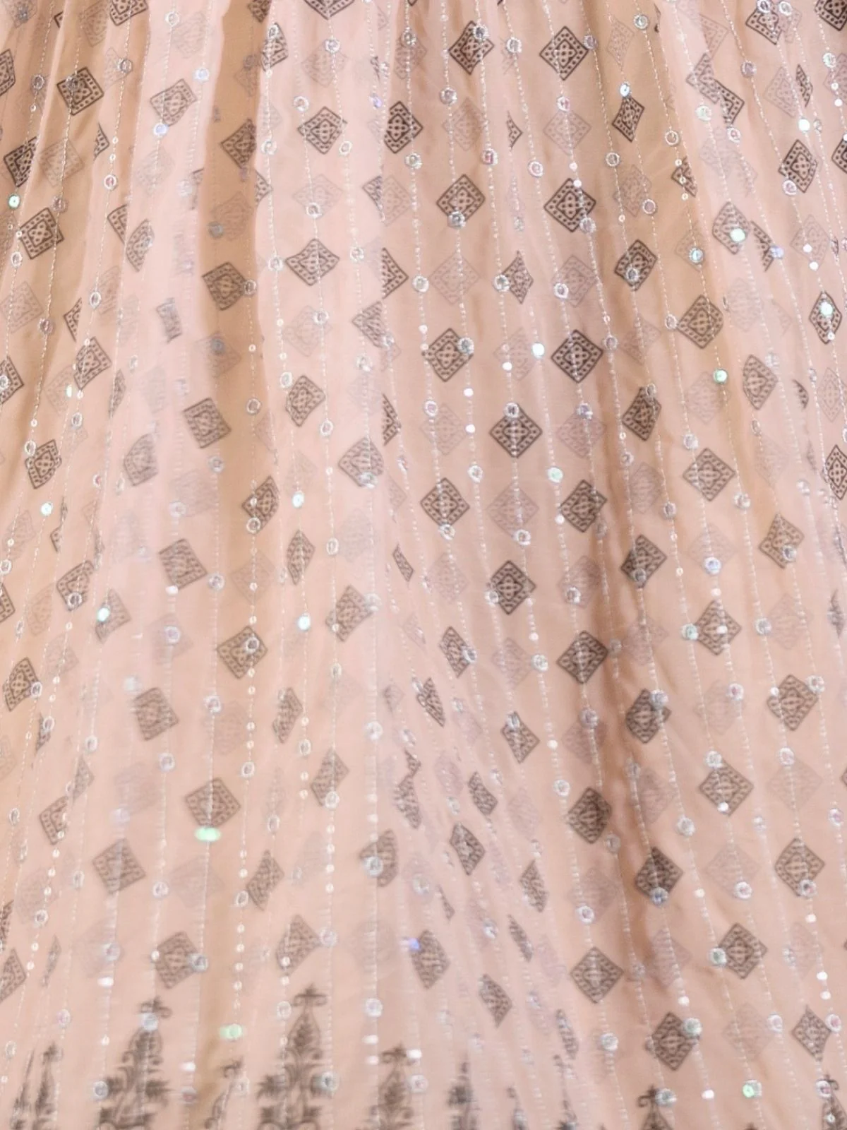 Odette Beige Georgette Embroidered Semi Stitched Lehenga For Women - Image 5
