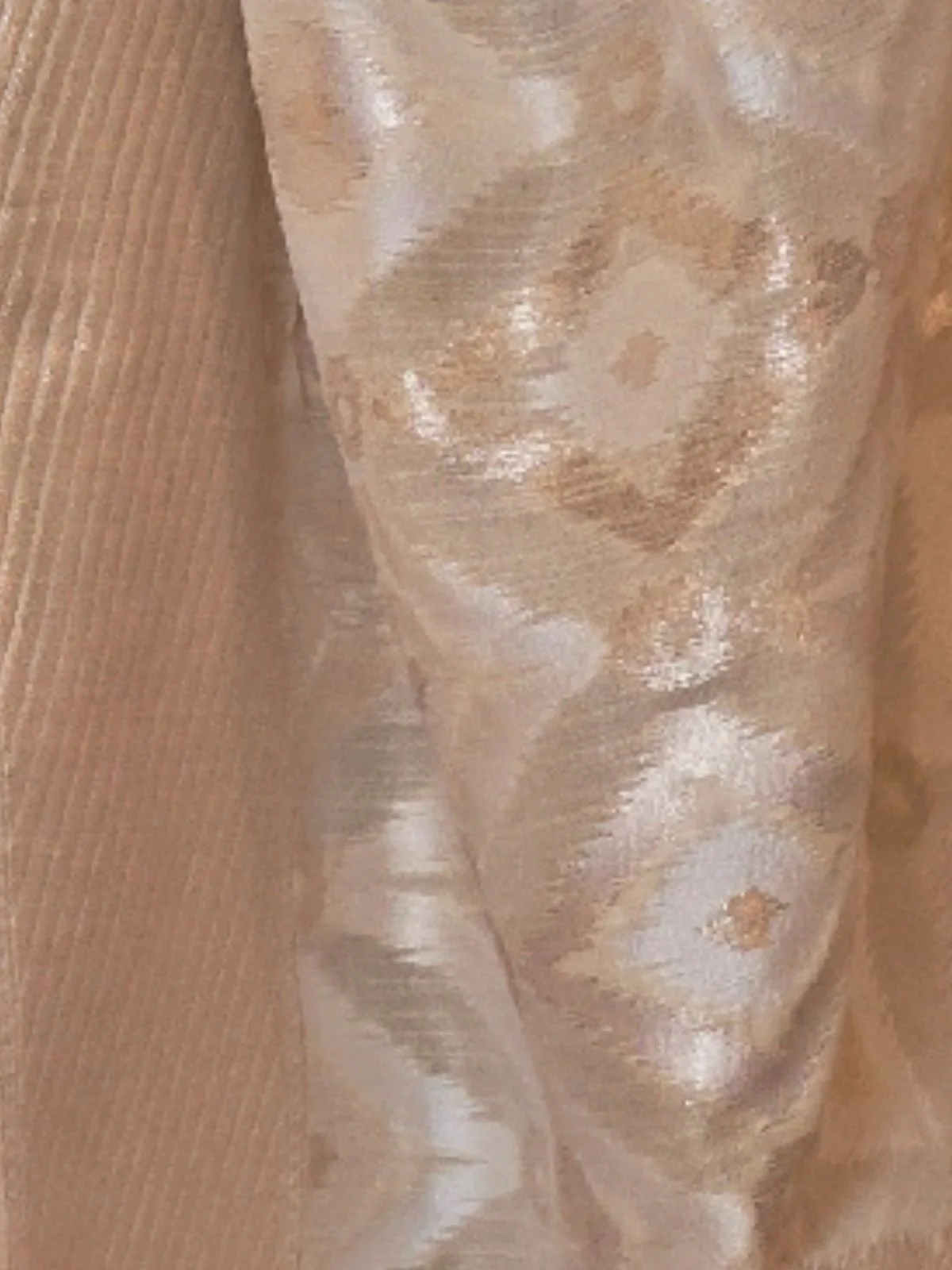 Odette Beige Linen Woven Saree With Unstitched Blouse for Women - Image 3