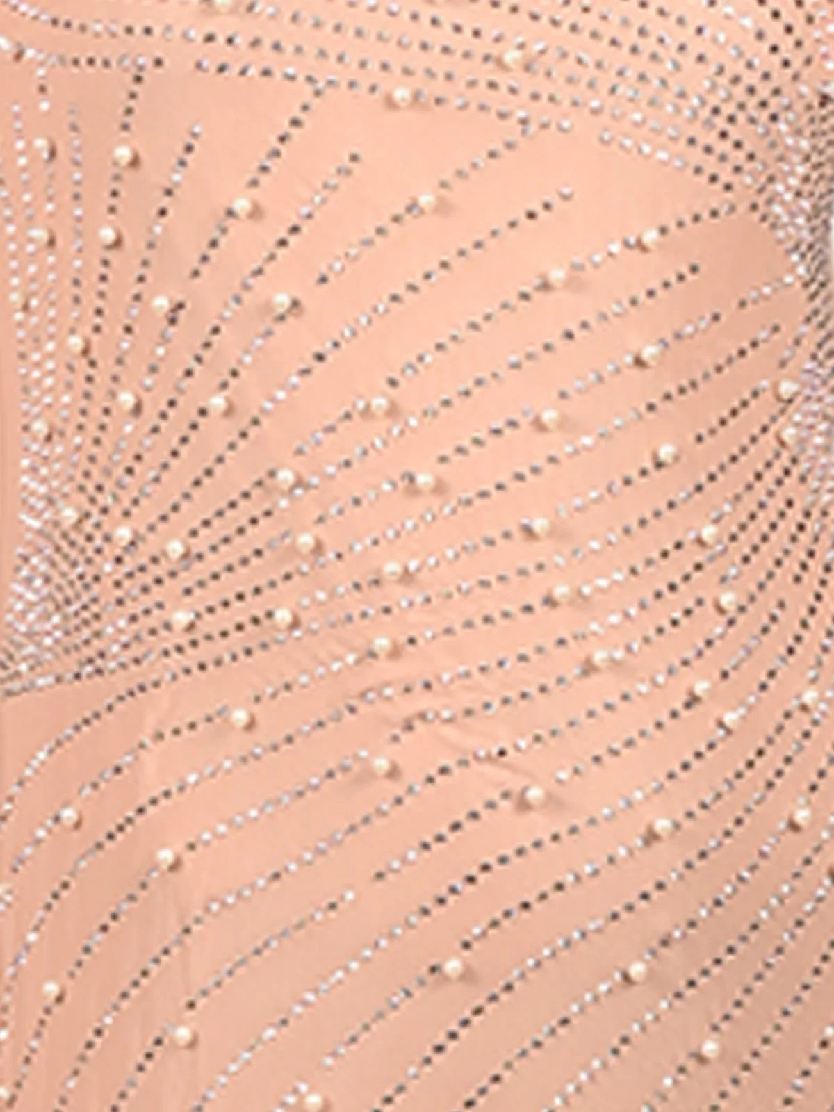 Odette Beige Net Embellished Dress For Women - Image 6