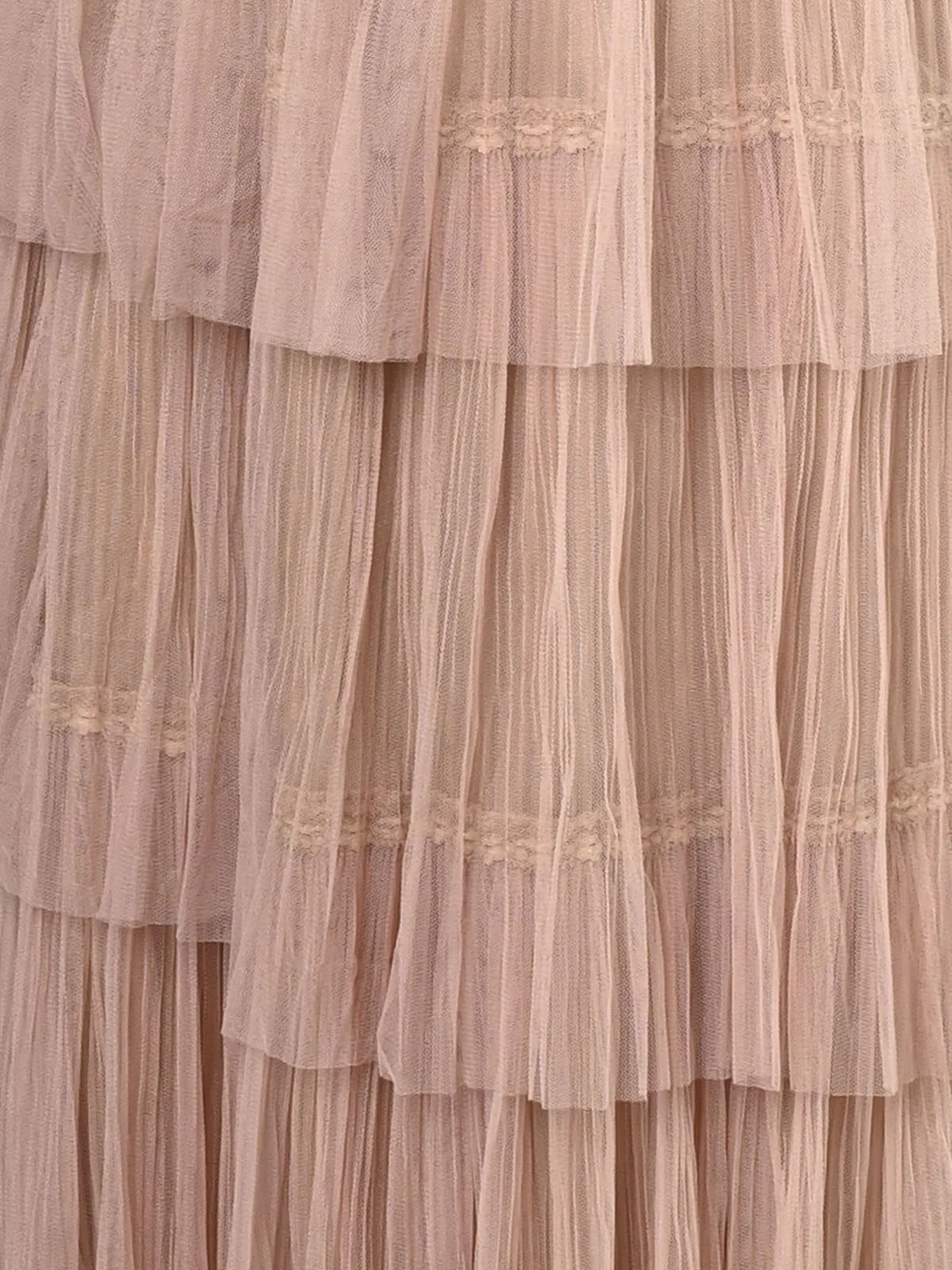 Odette Beige Net Ruffled Skirt For Women - Image 5
