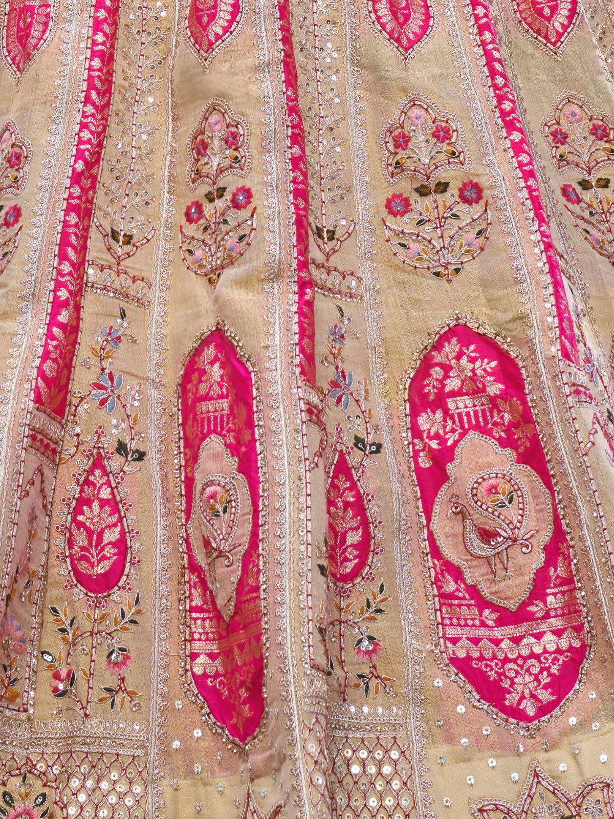 Odette Beige Organza Embellished Semi-Stitched Lehenga With Unstitched Blouse For Women - Image 5
