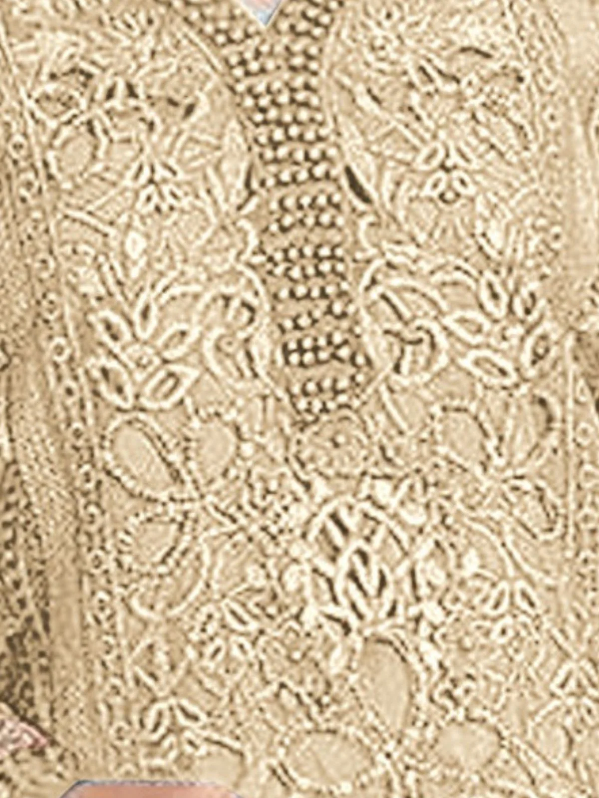 Odette Beige Organza Embroidered Semi-Stitched Kurta Set For Women - Image 3