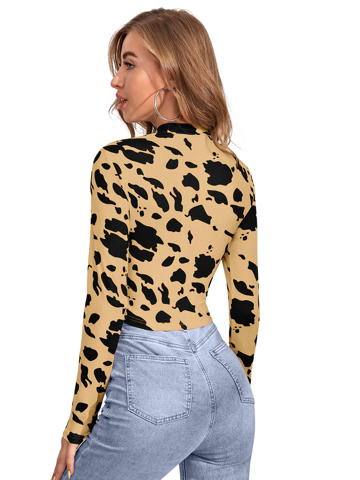 Odette Beige Polyester Printed Top For Women - Image 3