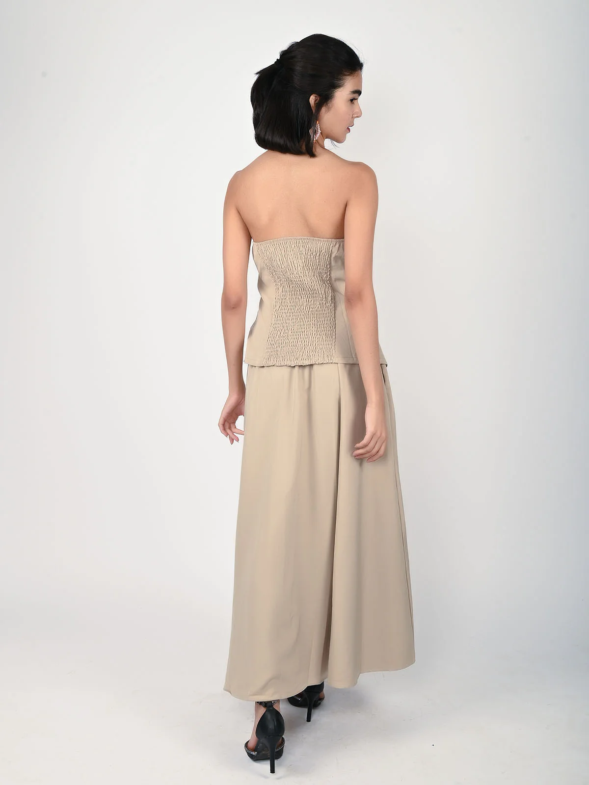 Odette Beige Polyester Suiting Solid Co-ord set For Women - Image 4