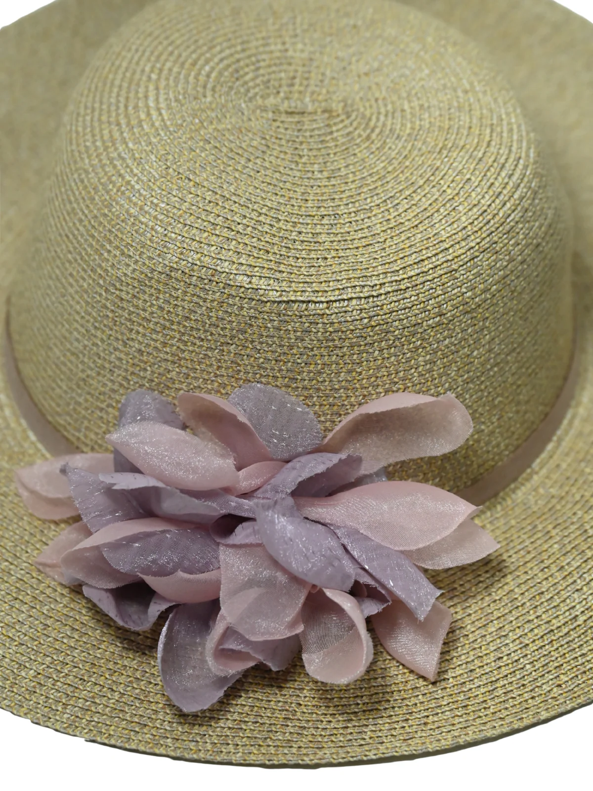 Odette Beige Polypropylene And Organza Woven Hat For Women - Image 5