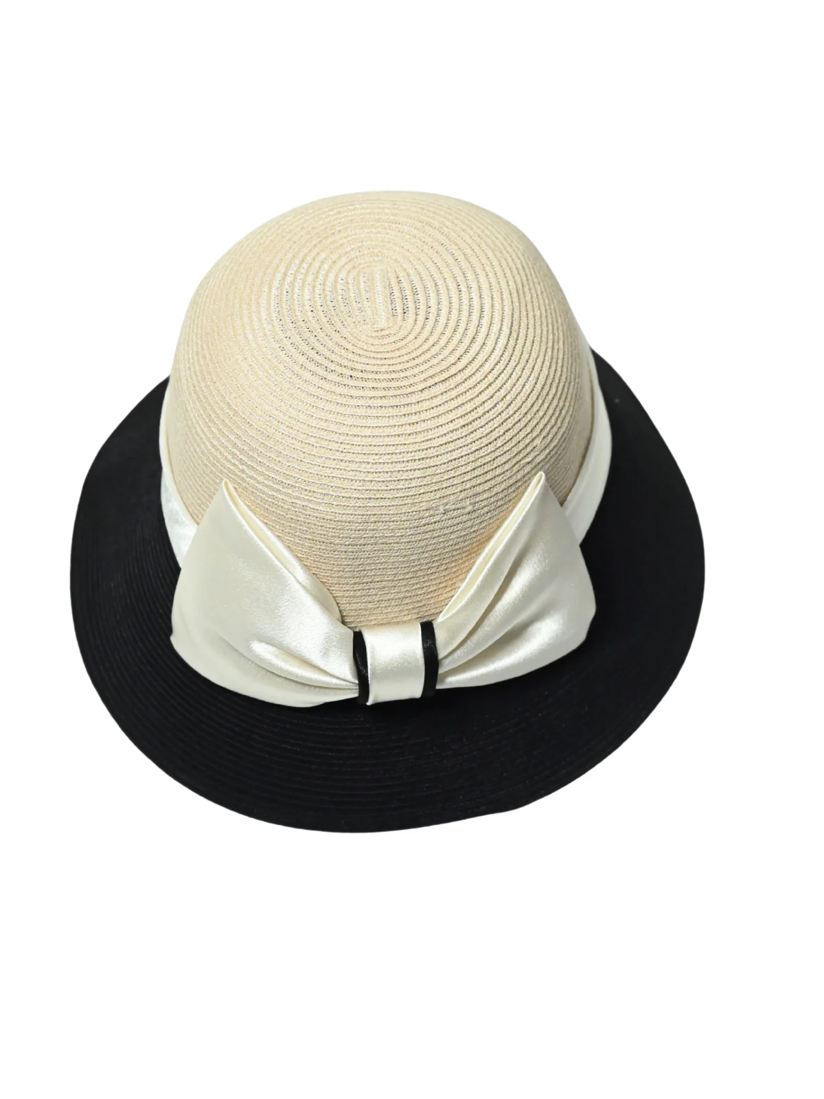 Odette Beige Polypropylene And Satin Woven Hat For Women - Image 5