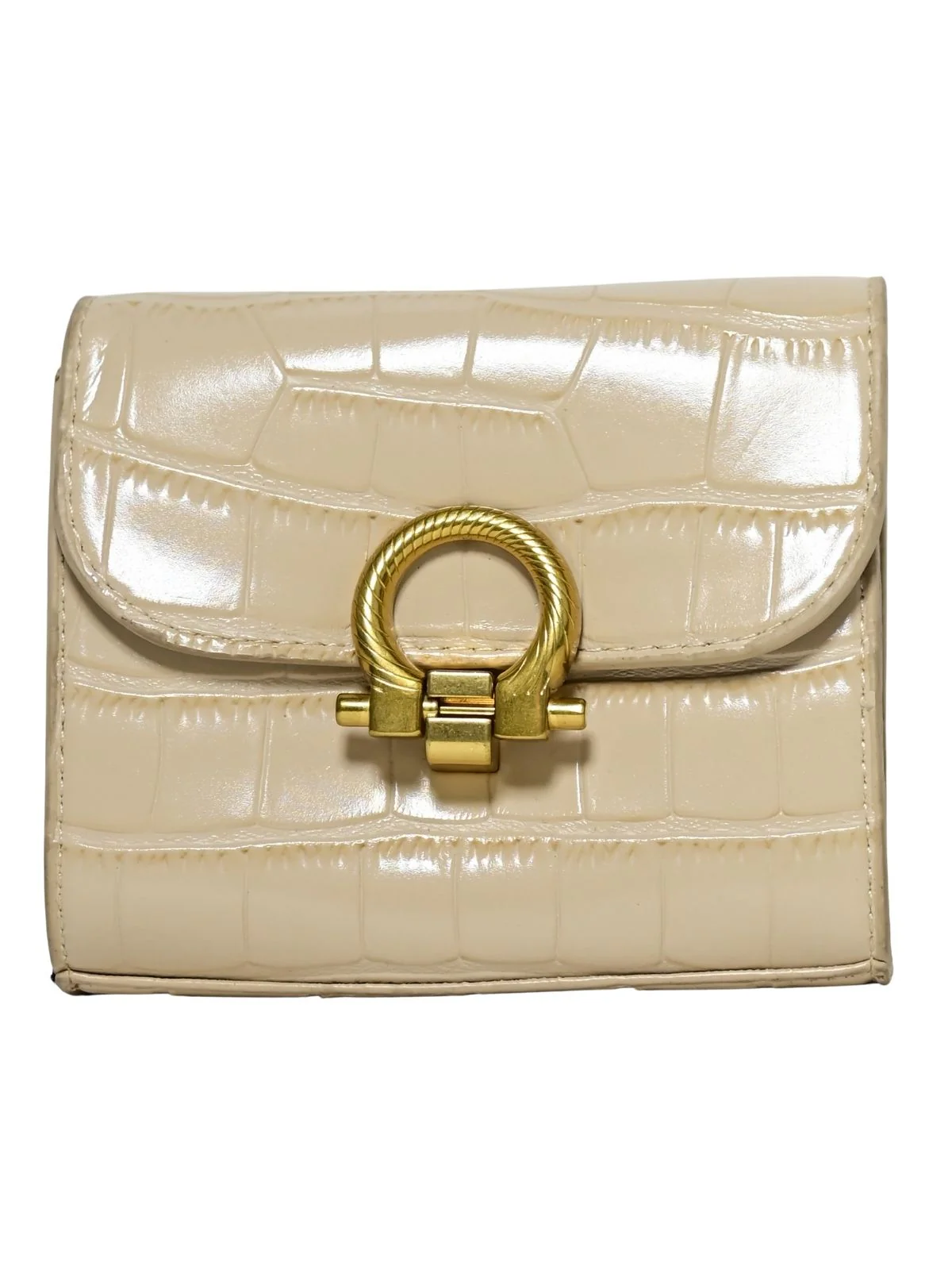 Odette Beige PU Self Design Belt Bag For Women - Image 5
