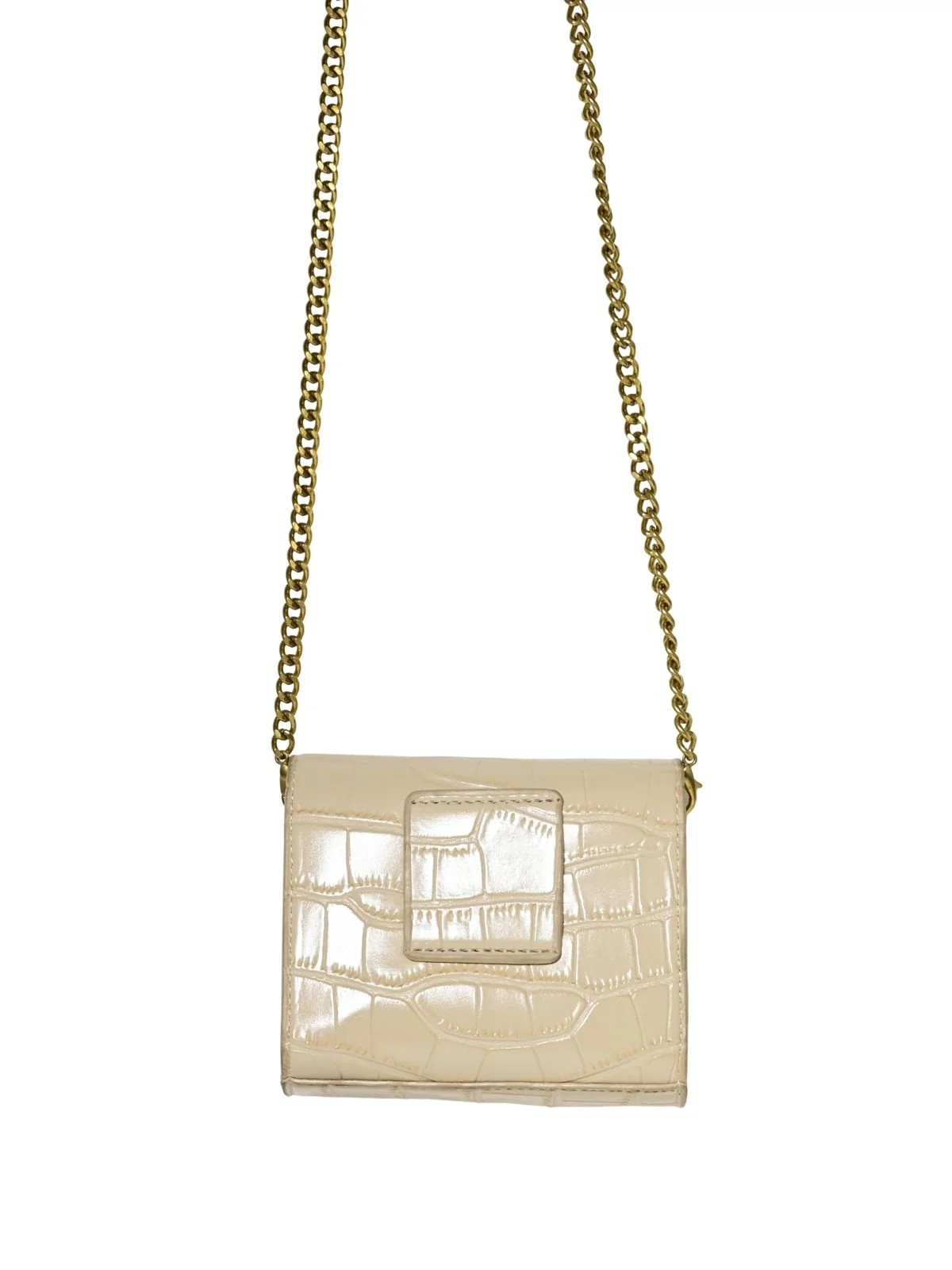 Odette Beige PU Self Design Belt Bag For Women - Image 6