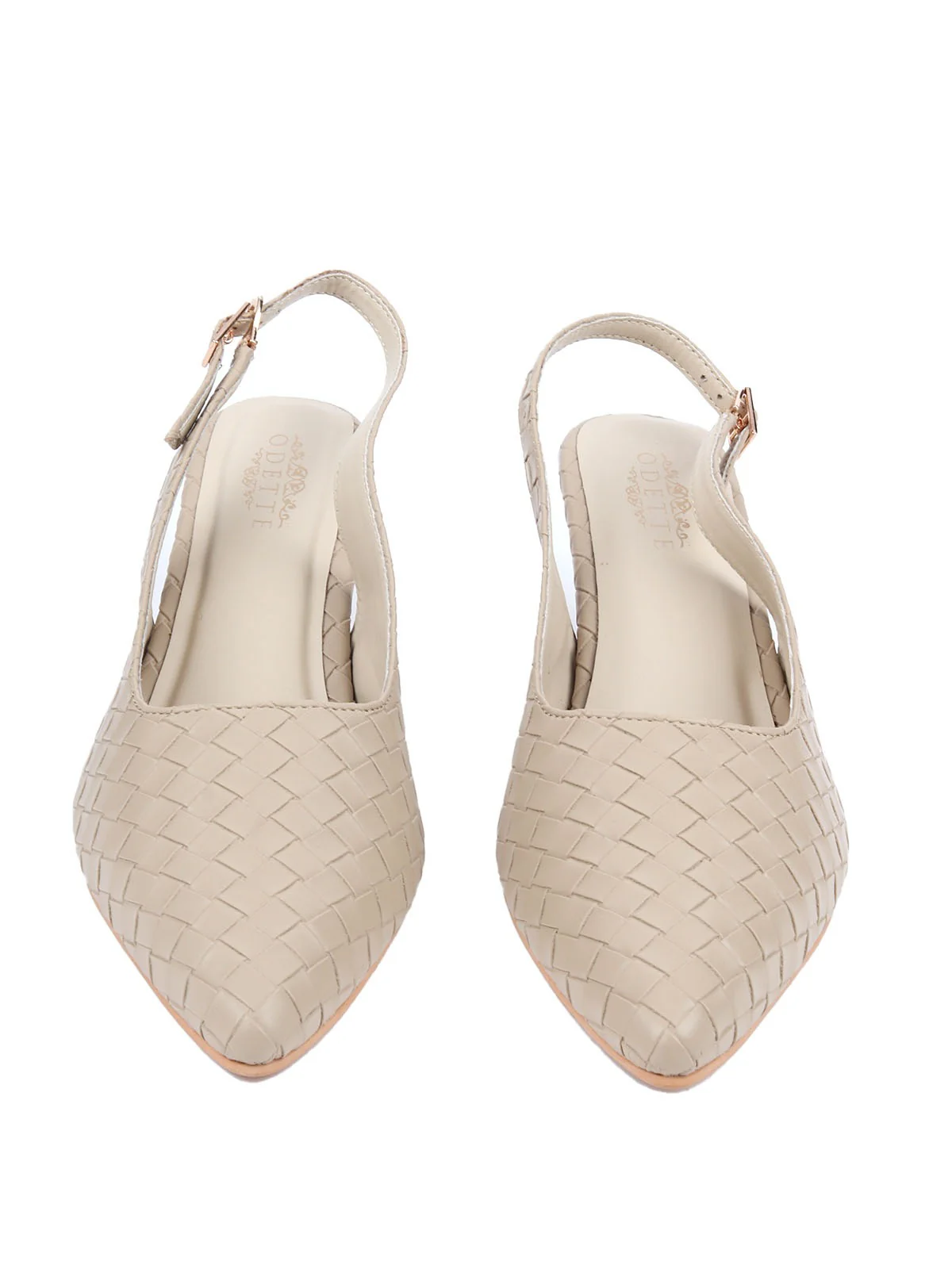 Odette Beige PU Textured Shoes For Women - Image 3