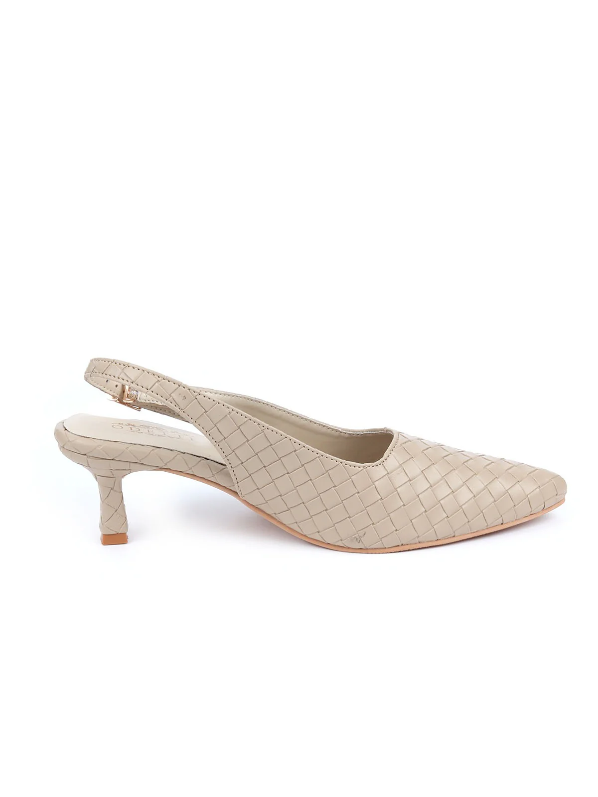 Odette Beige PU Textured Shoes For Women - Image 5