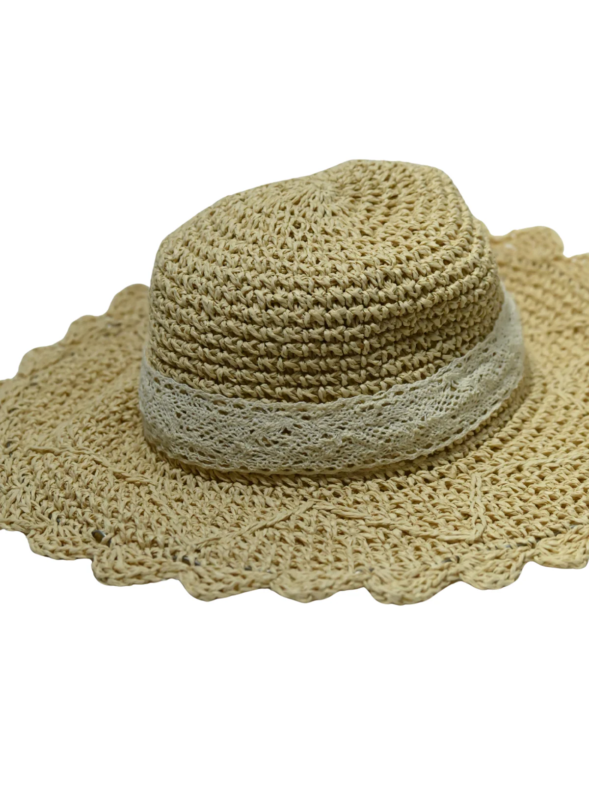 Odette Beige Raffia Embroidered Hat For Women - Image 5