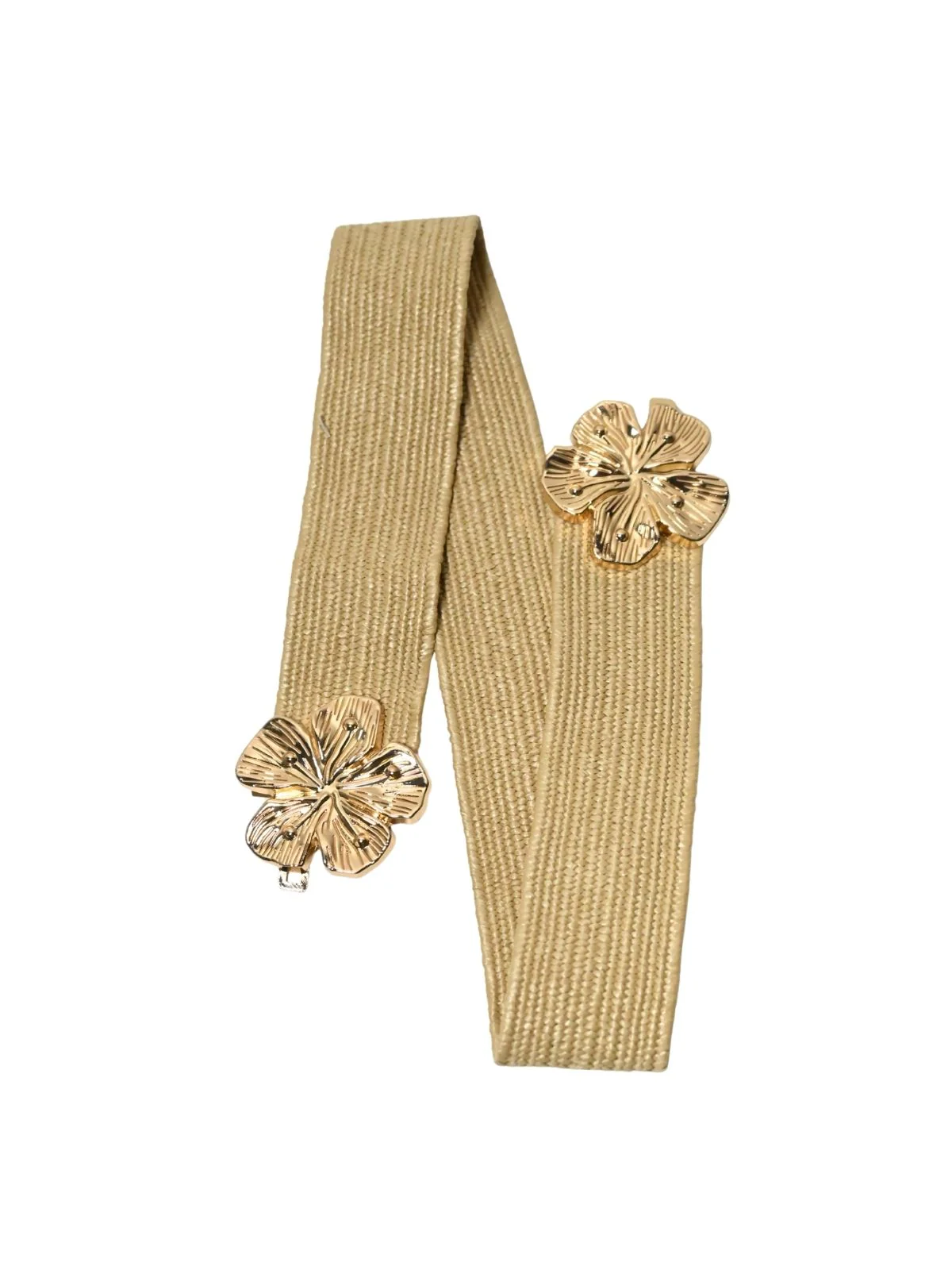 Odette Beige Raffia Solid Belt For Women - Image 4