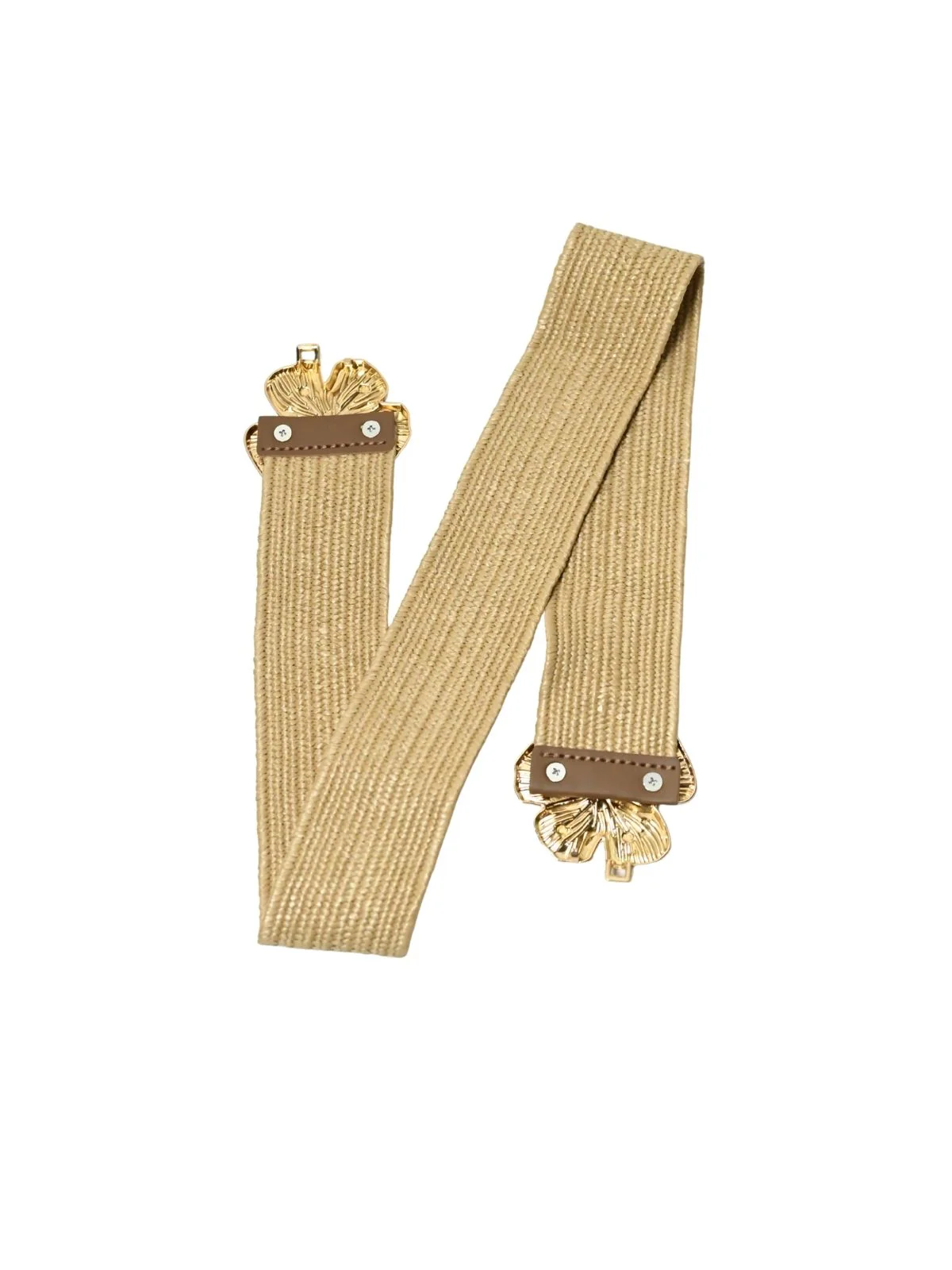 Odette Beige Raffia Solid Belt For Women - Image 7