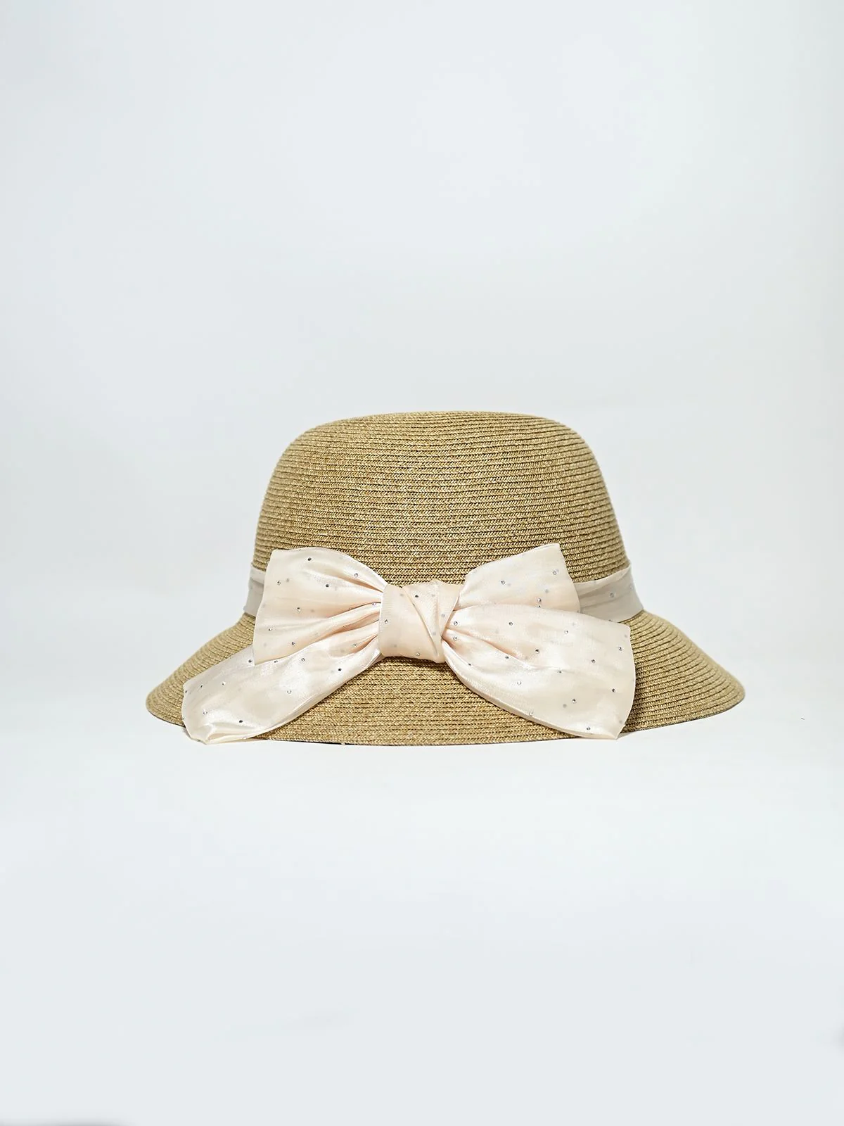 Odette Beige Raffia Woven Texture Hat For Women - Image 3