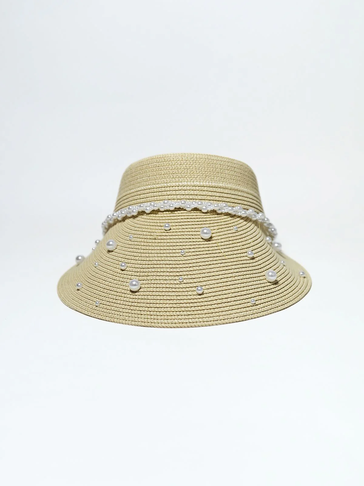 Odette Beige Raffia Woven Texture Hat For Women - Image 3