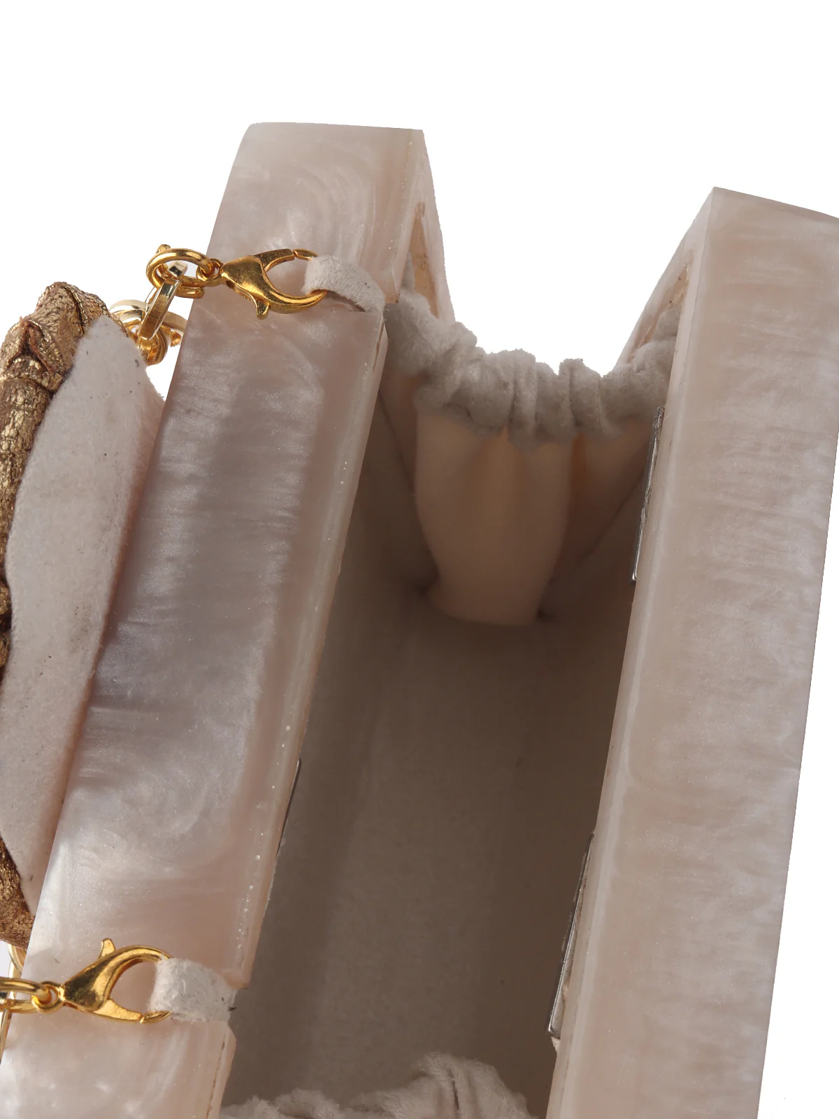 Odette Beige Resin Embellished Clutch For Women - Image 7