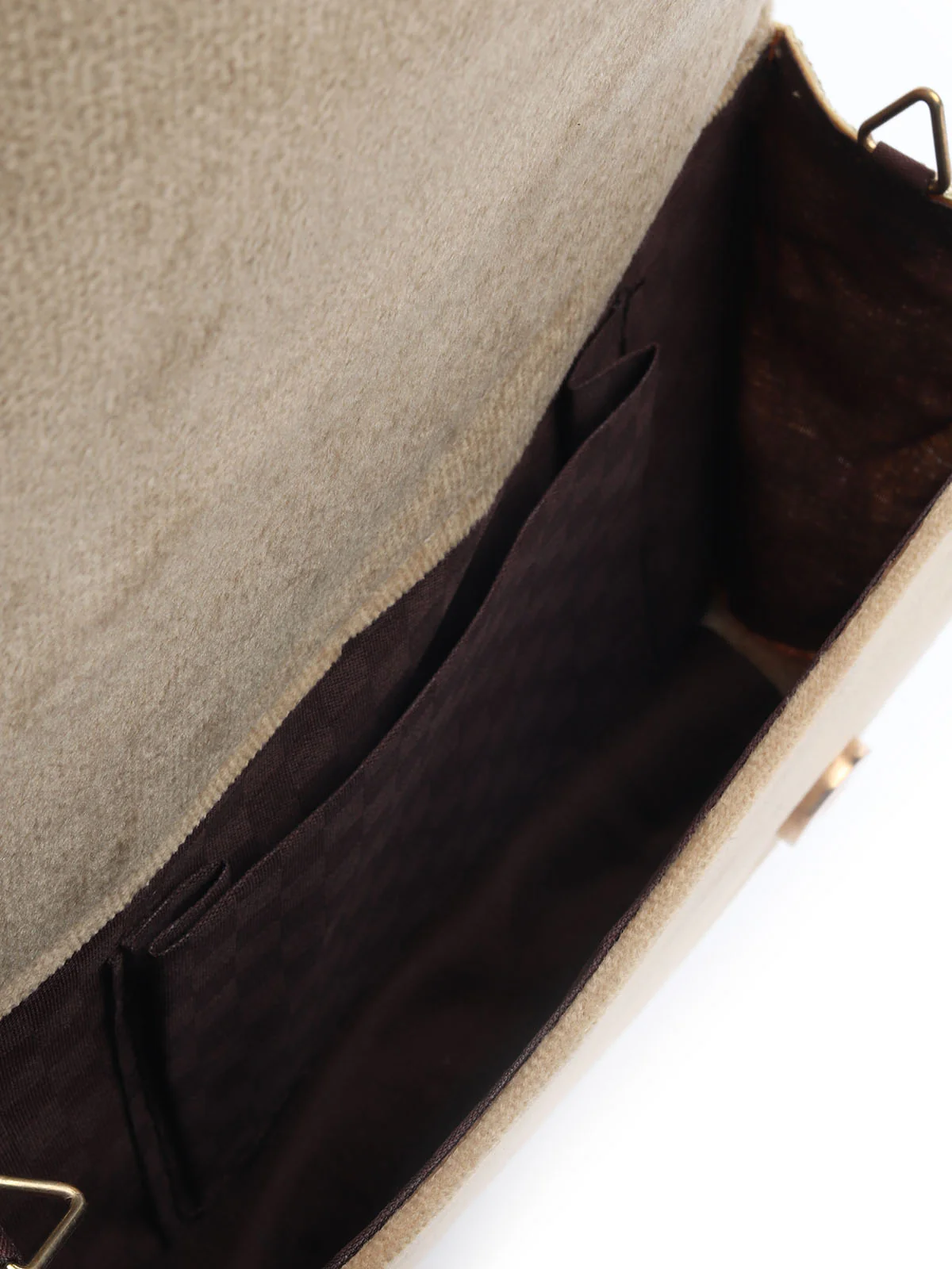 Odette Beige Suede Embellished Clutch For Women - Image 6