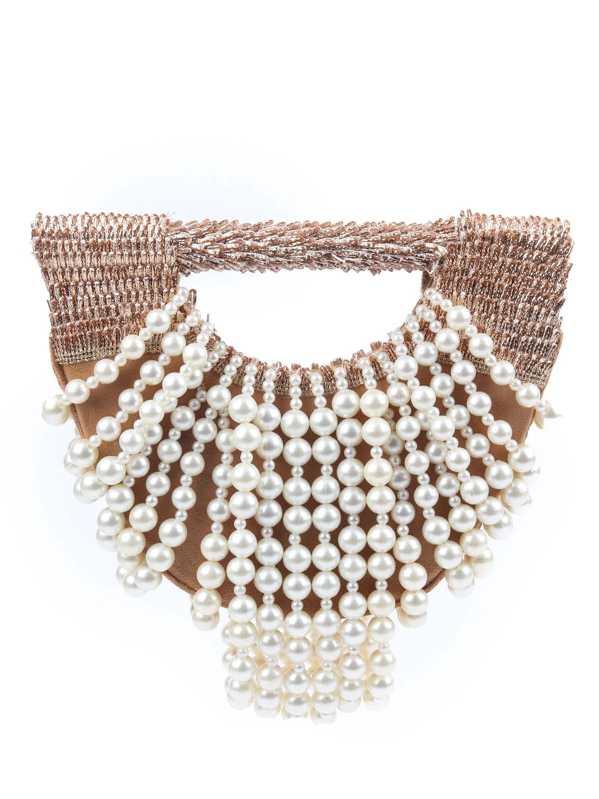 Odette Beige Suede Embellished Potli For Women - Image 3