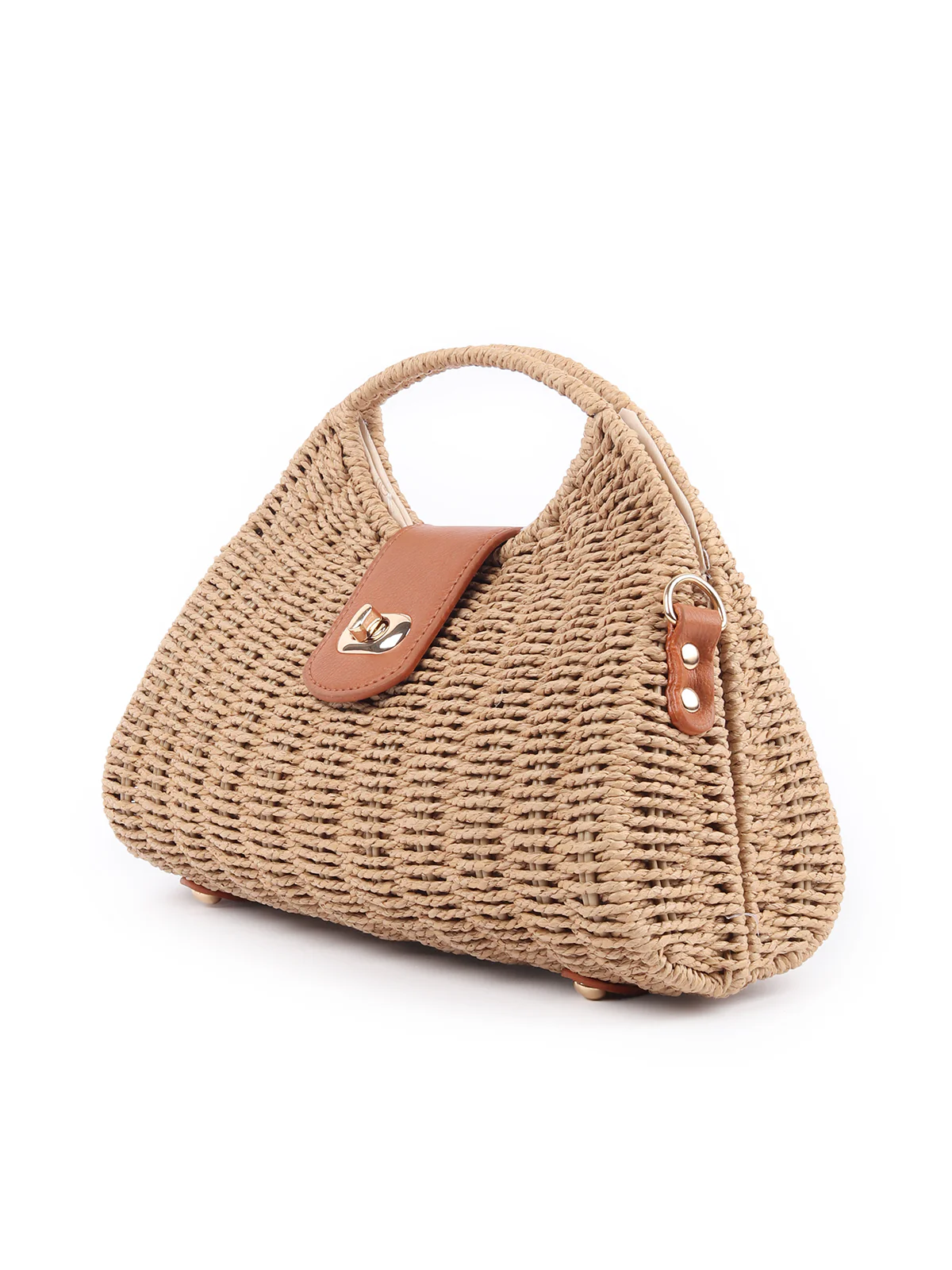 Odette Beige Textured Jute Evening Clutch For Women - Image 4