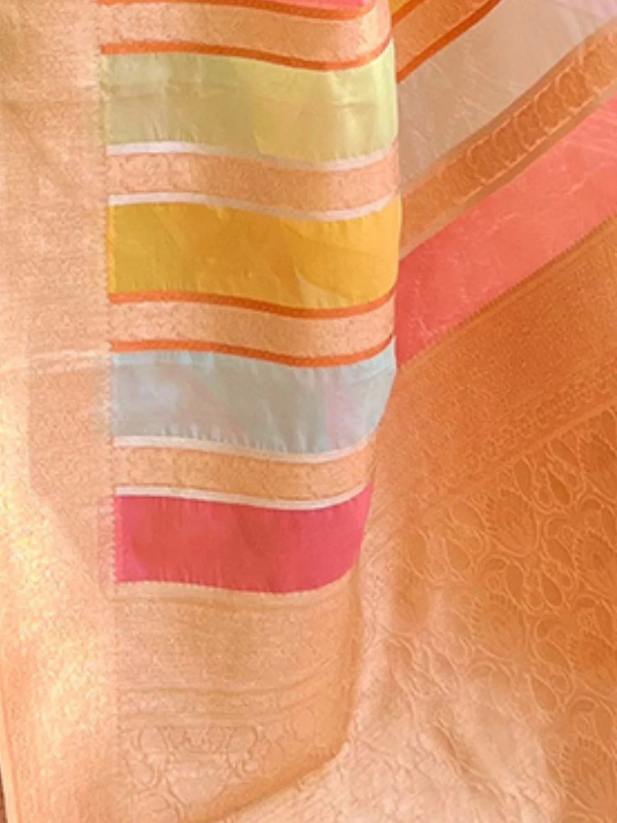 Odette Beige Woven Design Organza Saree With Unstitched Blouse For Women - Image 4