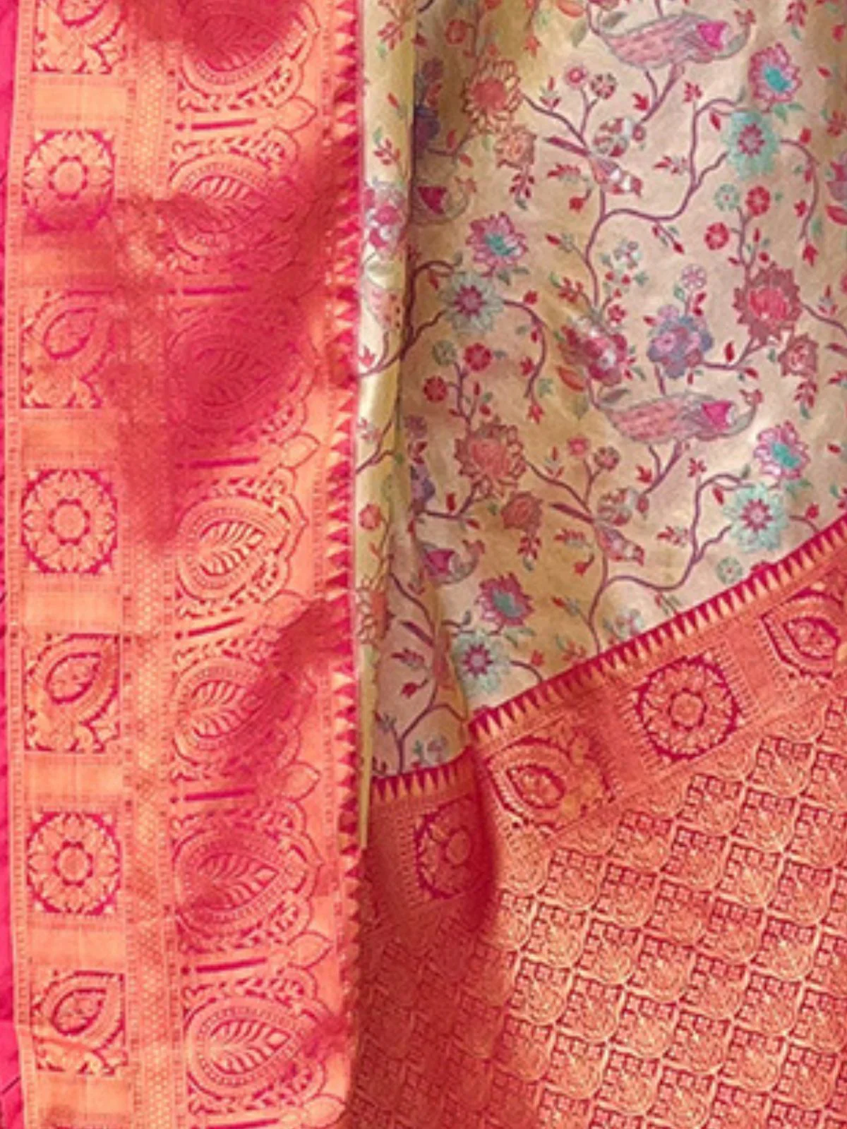 Odette Beige Woven Design Silk Blend Saree With Unstitched Blouse For Women - Image 4