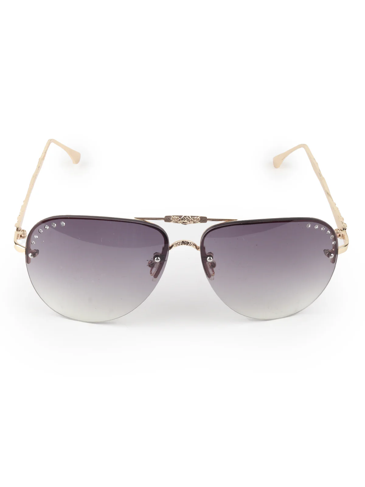 Odette Black Acrylic and Faux Stone Embellished Aviator Sunglasses for Women - Image 3