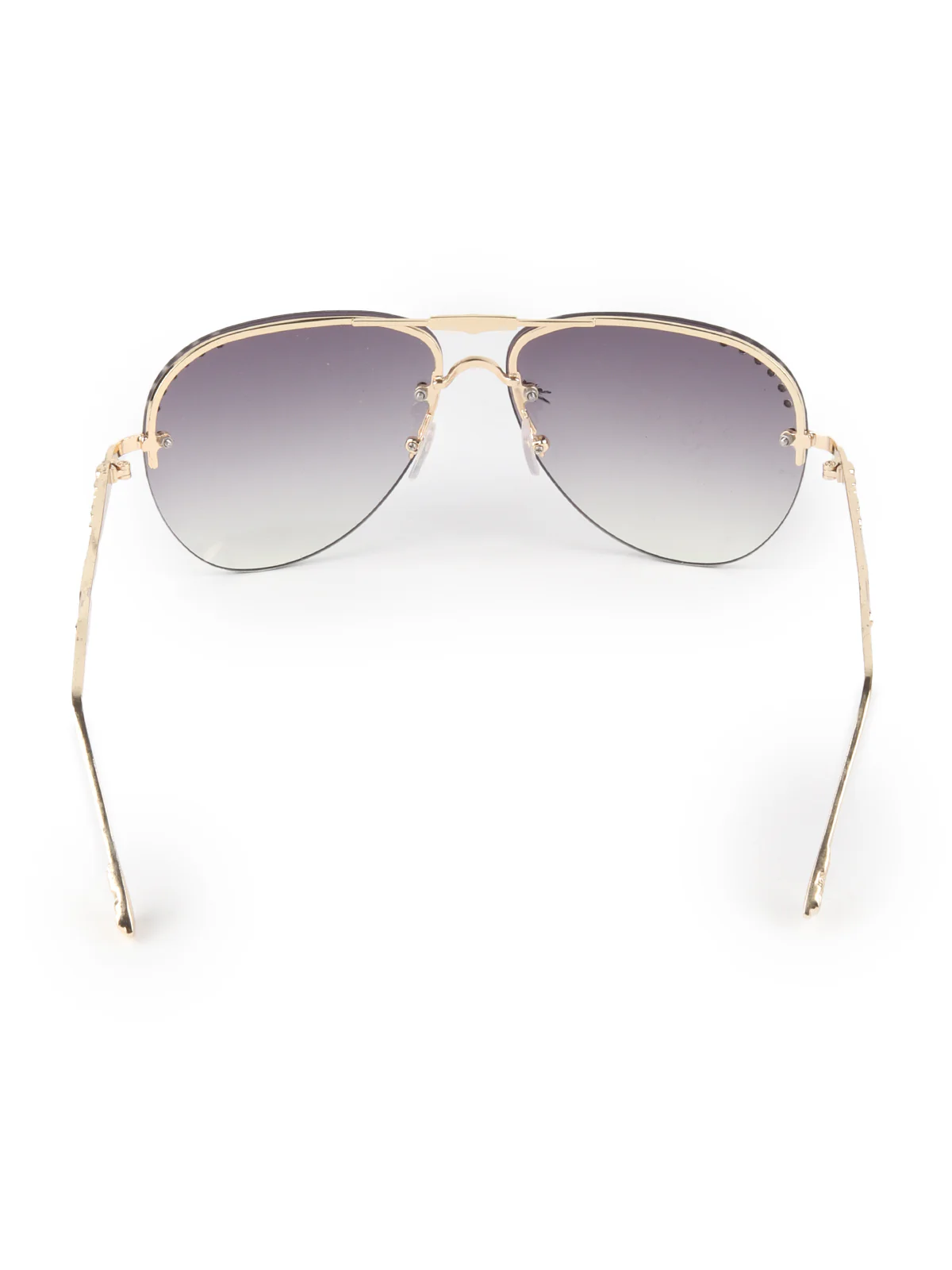 Odette Black Acrylic and Faux Stone Embellished Aviator Sunglasses for Women - Image 5
