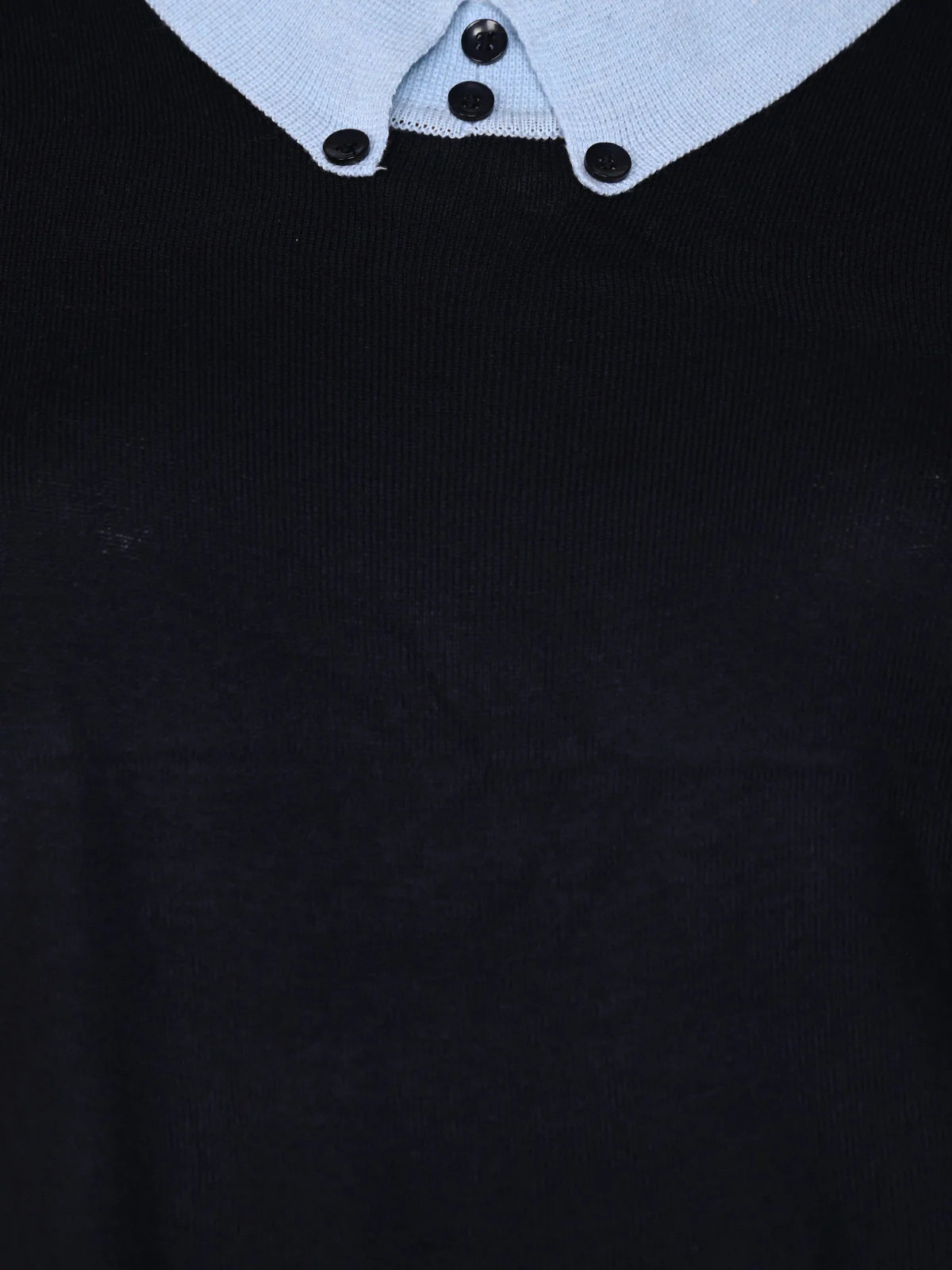 Odette Black And Blue Cotton Rib Solid Top For Women - Image 4