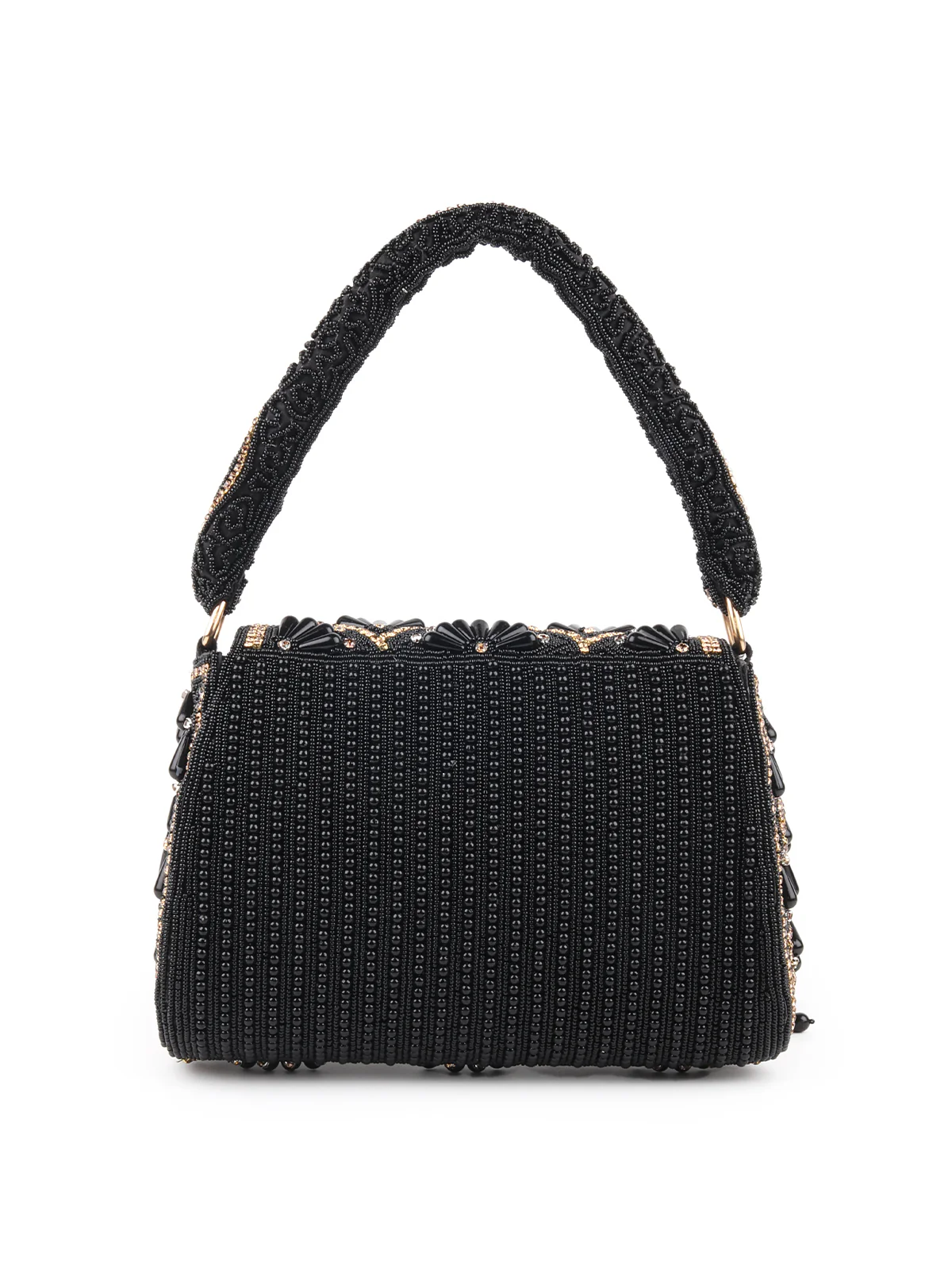 Odette Black and Gold Beads Embroidered Clutch for Women - Image 5