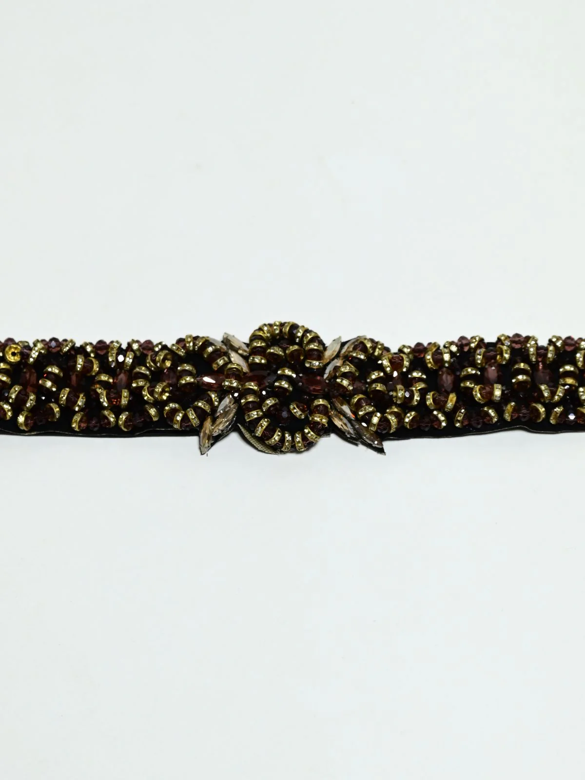 Odette Black And Golden Elastic Embellished Belt For Women - Image 4