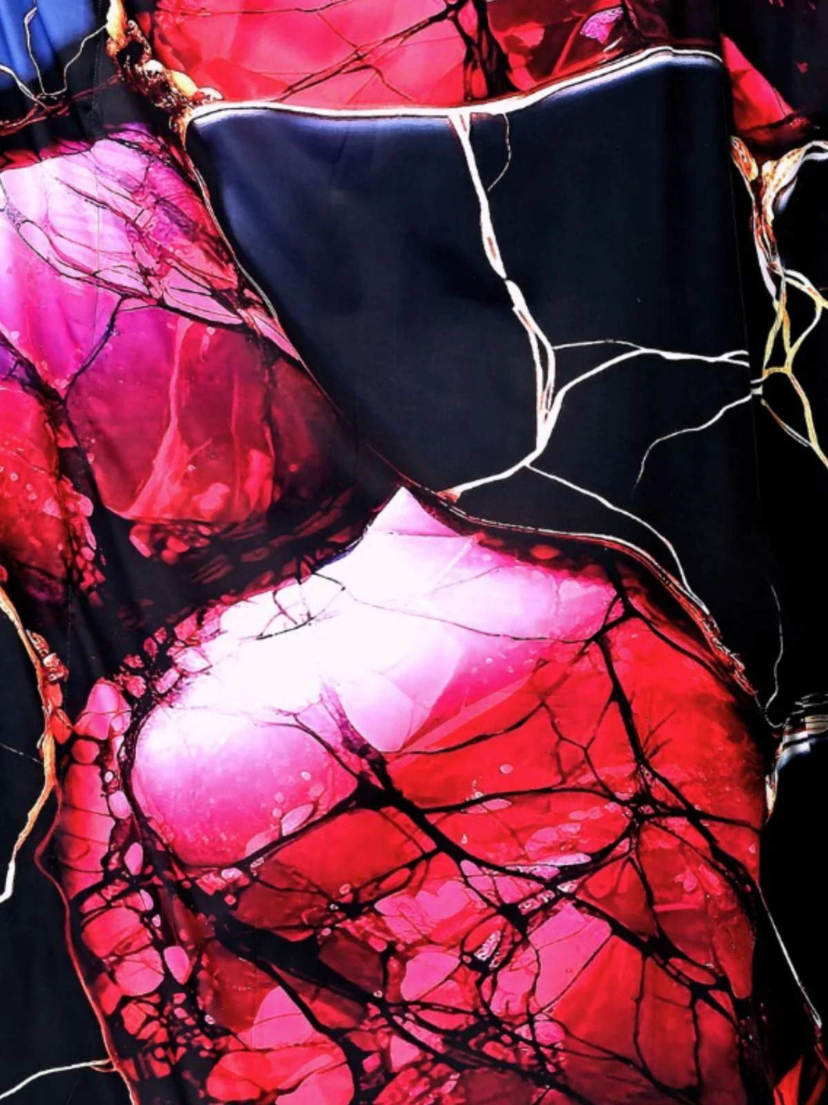 Odette Black And Red Silk Blend Printed Kaftan For Women - Image 5