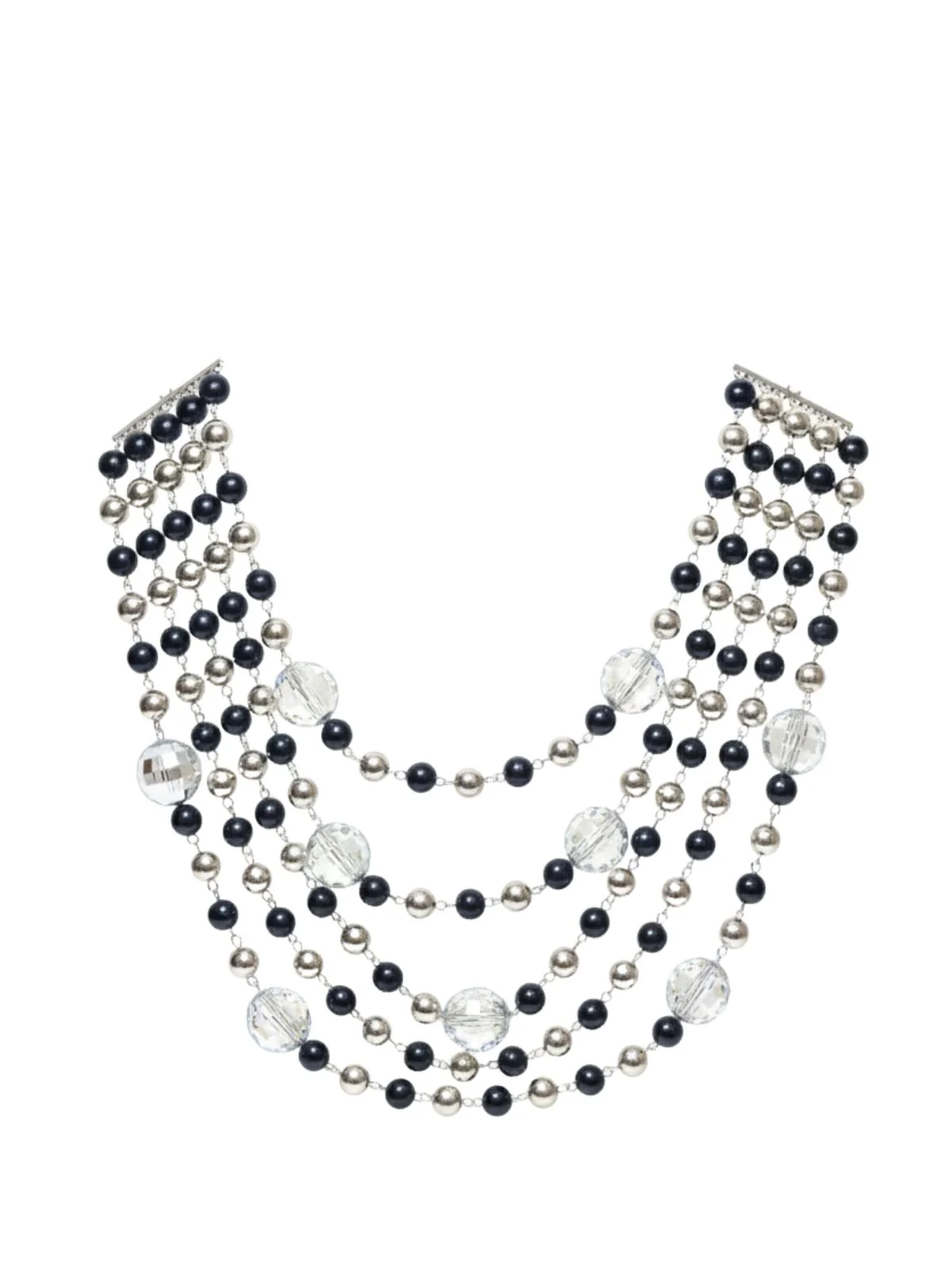 Odette Black And Silver Alloy Embellished Neckpiece For Women - Image 3