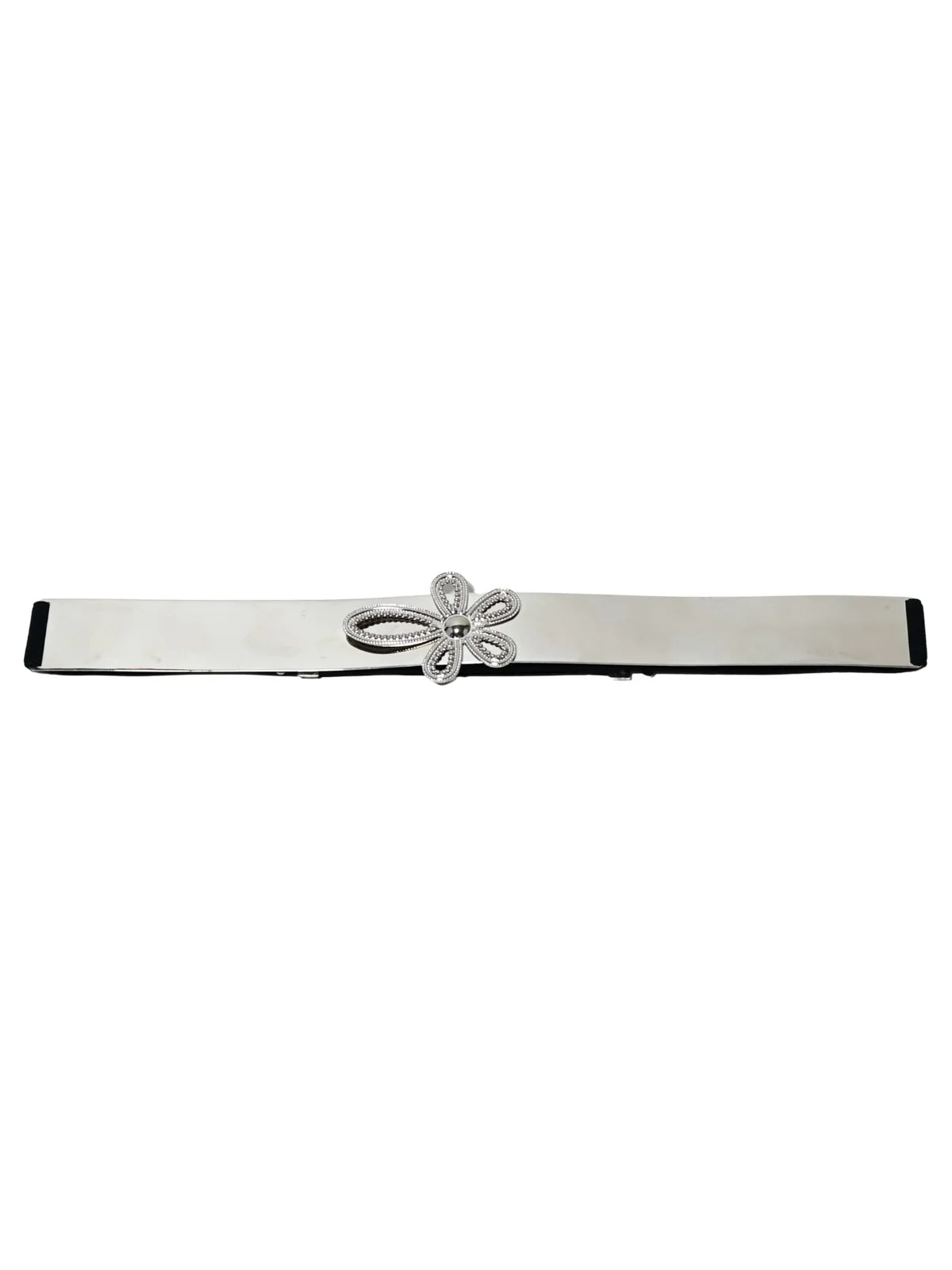 Odette Black And Silver Metal Metallic Design Belt For Women - Image 2