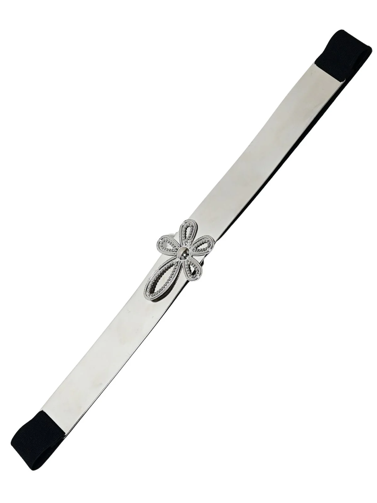 Odette Black And Silver Metal Metallic Design Belt For Women - Image 4