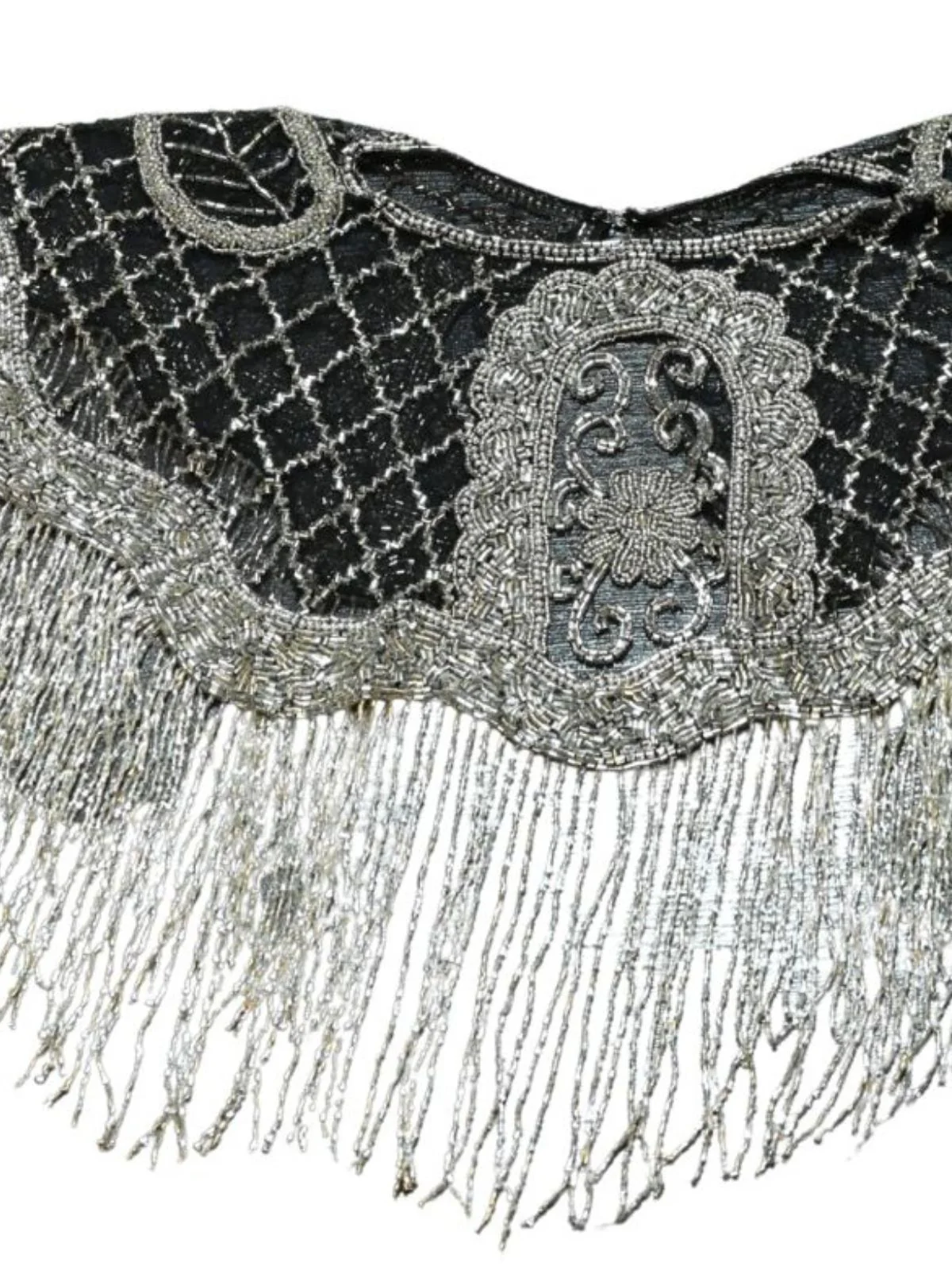 Odette Black And Silver Net Embellished Cape For Women - Image 6