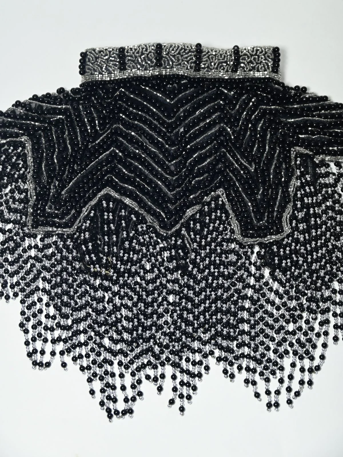 Odette Black And Silver Net Embellished Cape For Women - Image 5